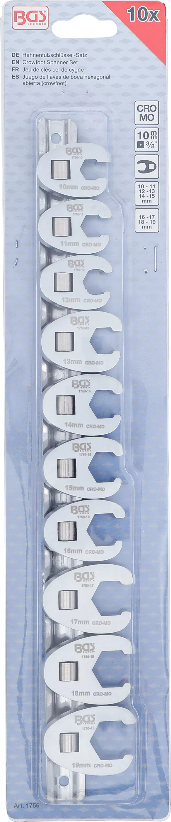 Set chei cu dinte | 10 mm (3/8") | 10 - 19 mm | 10 piese [3]