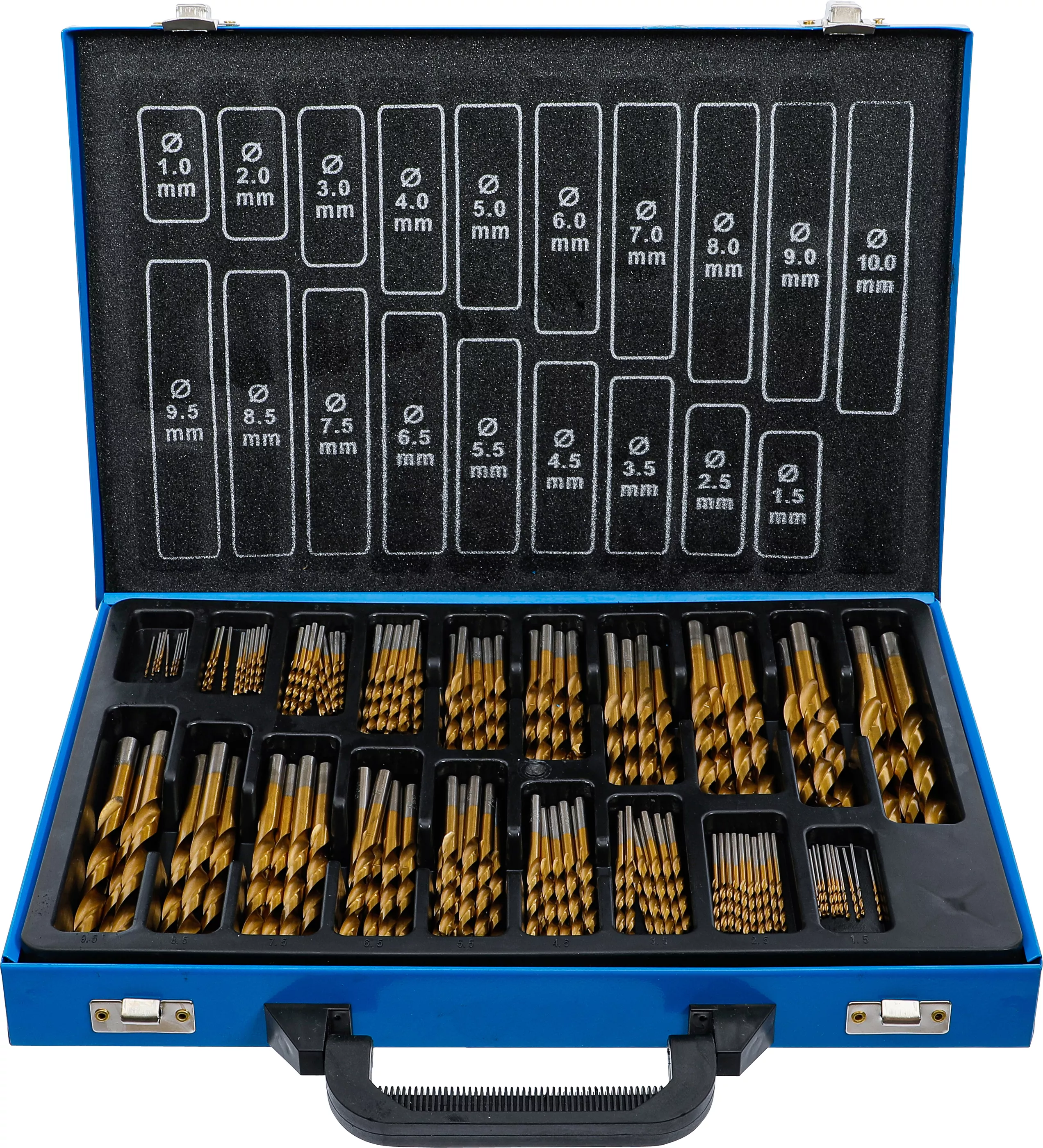 Unelte de mână - Set burghie spiralate | HSS | titan nitrurat | 1 - 10 mm | 170 piese
