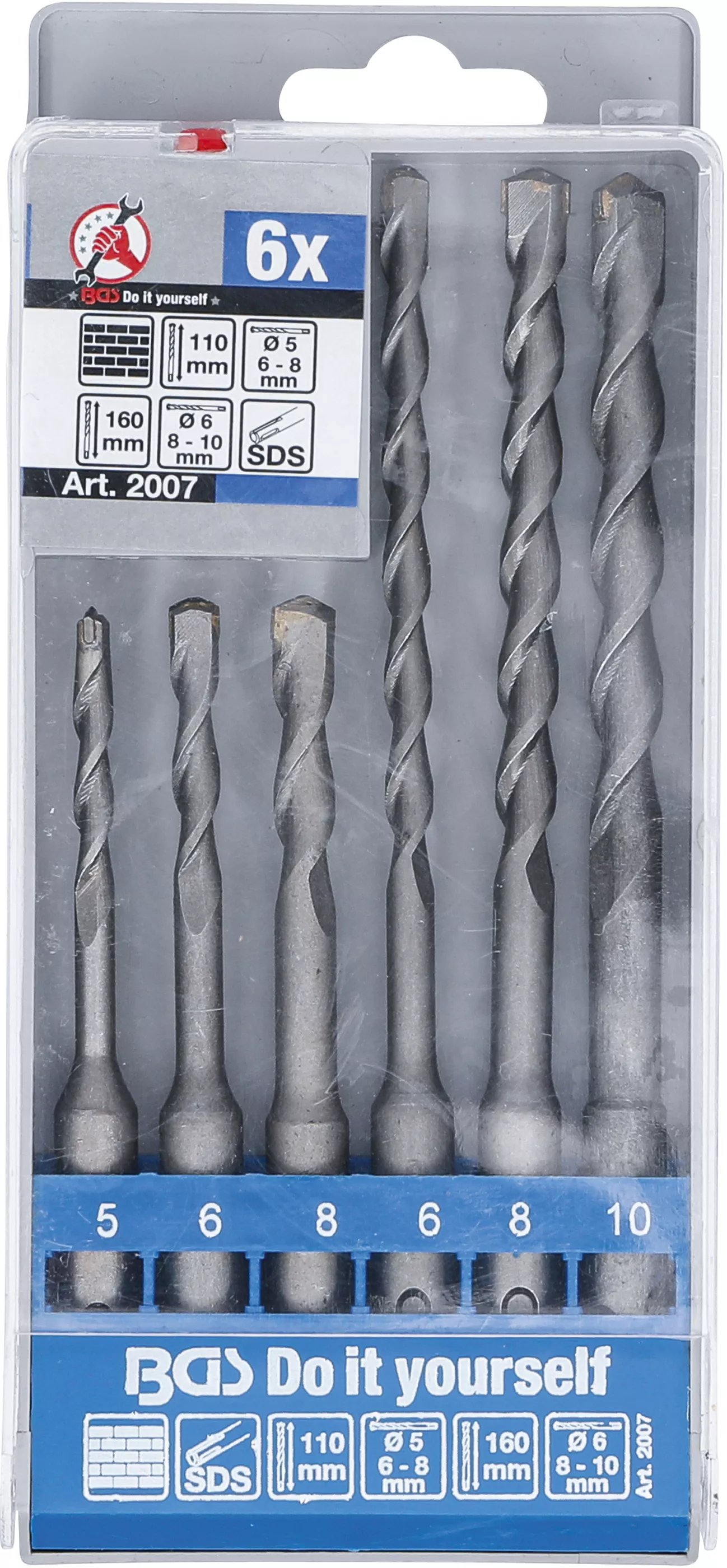Set burghie percutoare | tija SDS, Varfuri din carburi metalice | 5 - 10 mm | 6 piese [6]