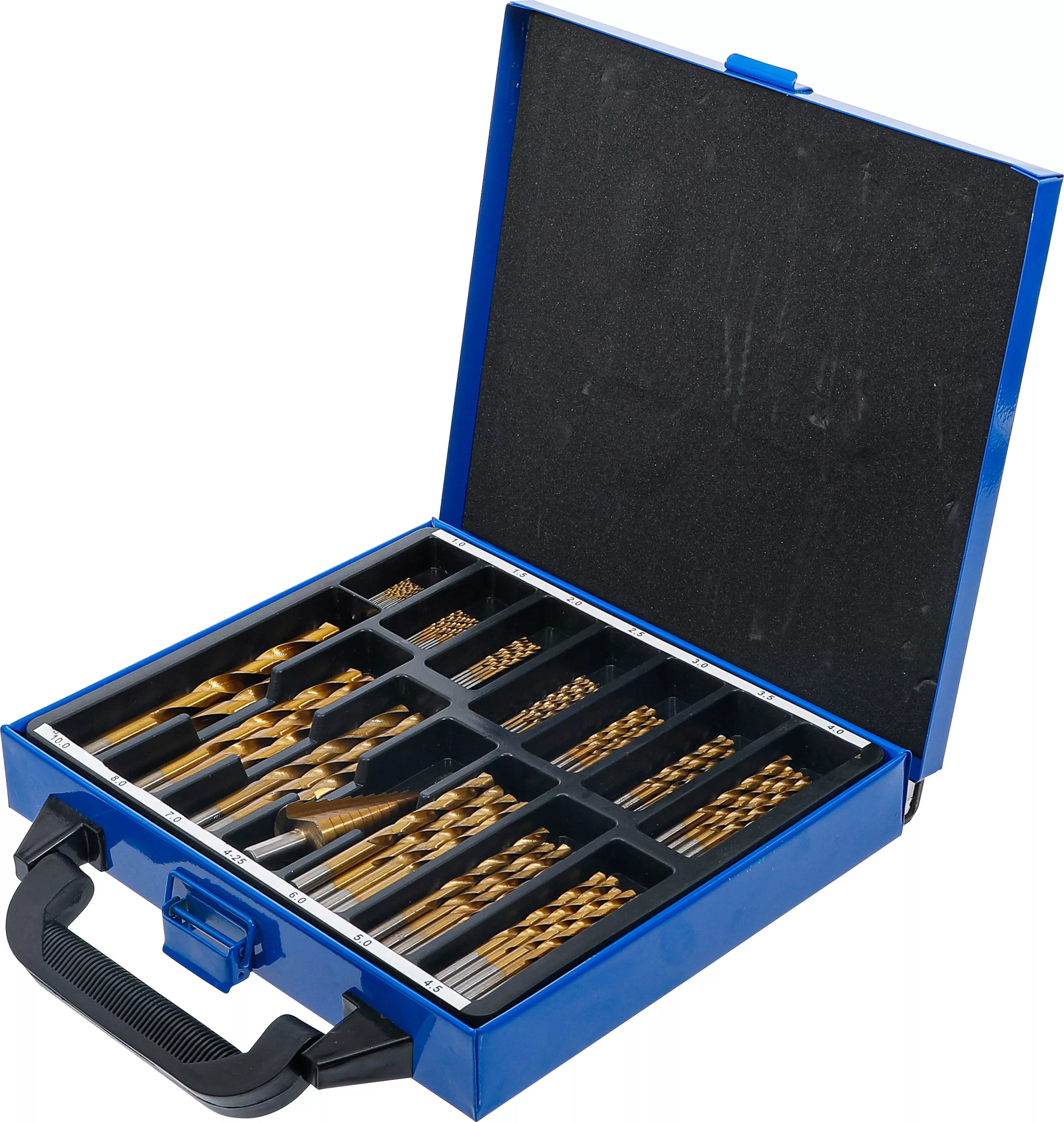 Set burghie spirale si in trepte | HSS | Titan nitrurat | 1 - 10 mm | 119 piese [4]