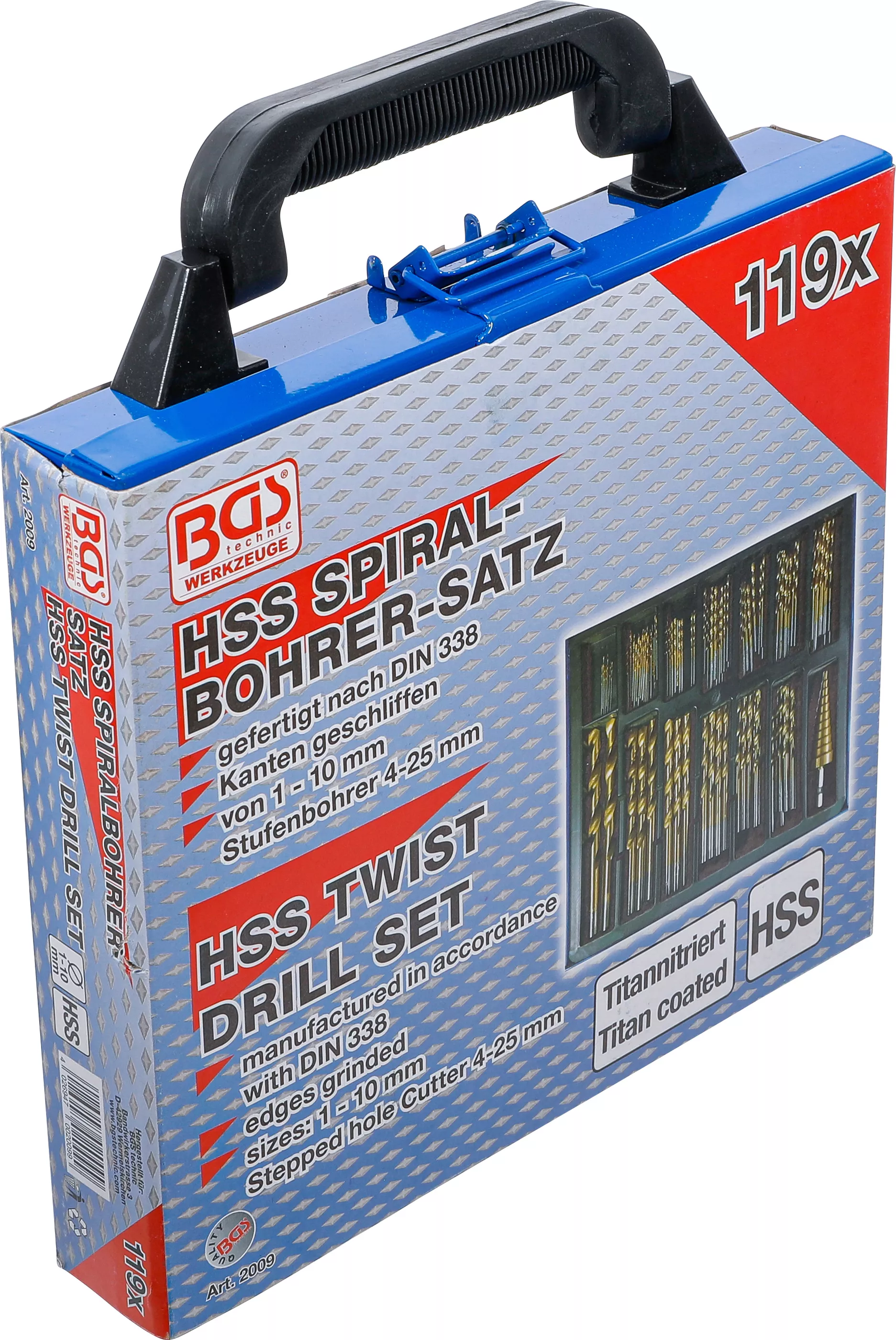 Set burghie spirale si in trepte | HSS | Titan nitrurat | 1 - 10 mm | 119 piese [7]