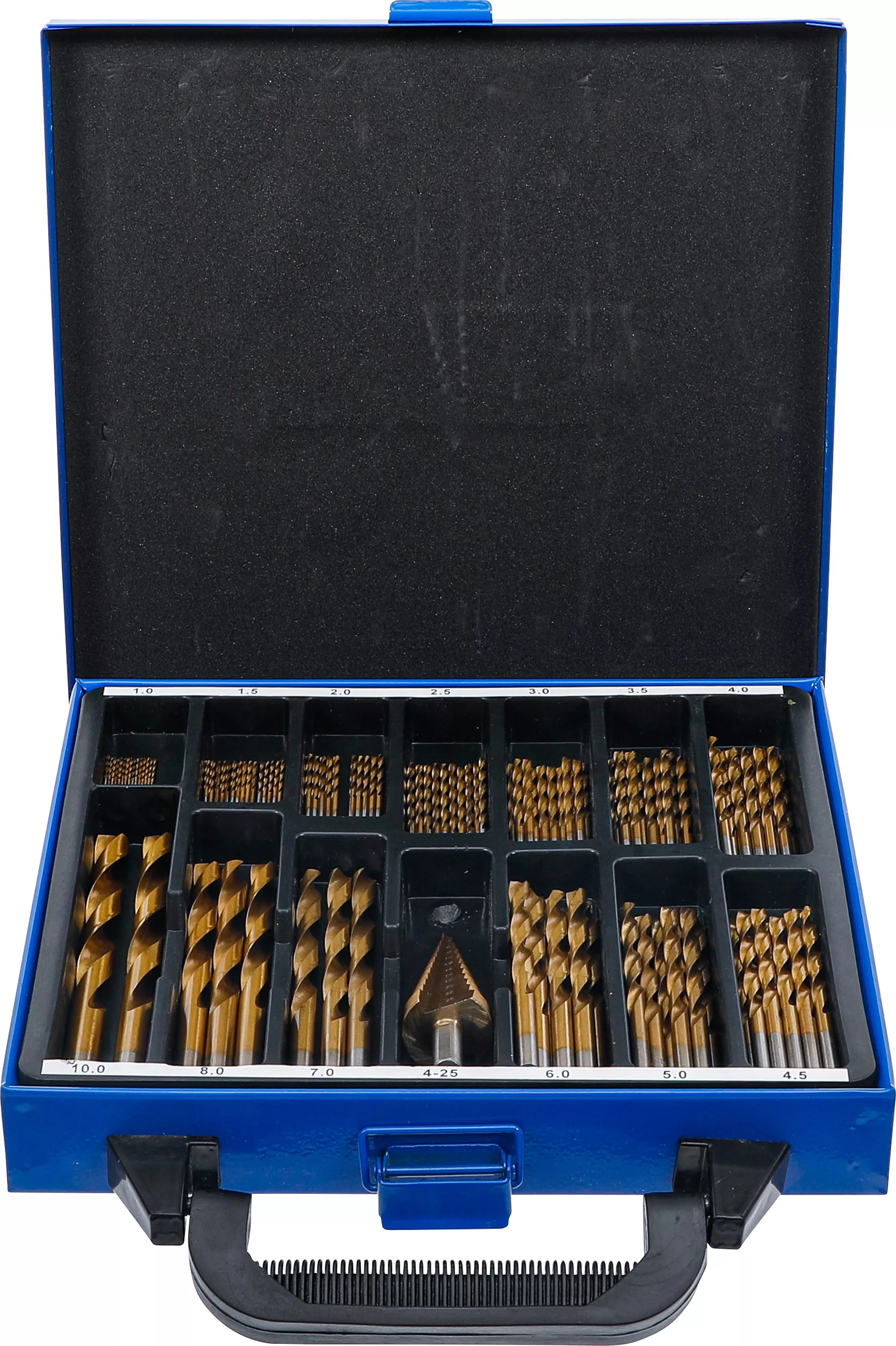 Set burghie spirale si in trepte | HSS | Titan nitrurat | 1 - 10 mm | 119 piese [1]