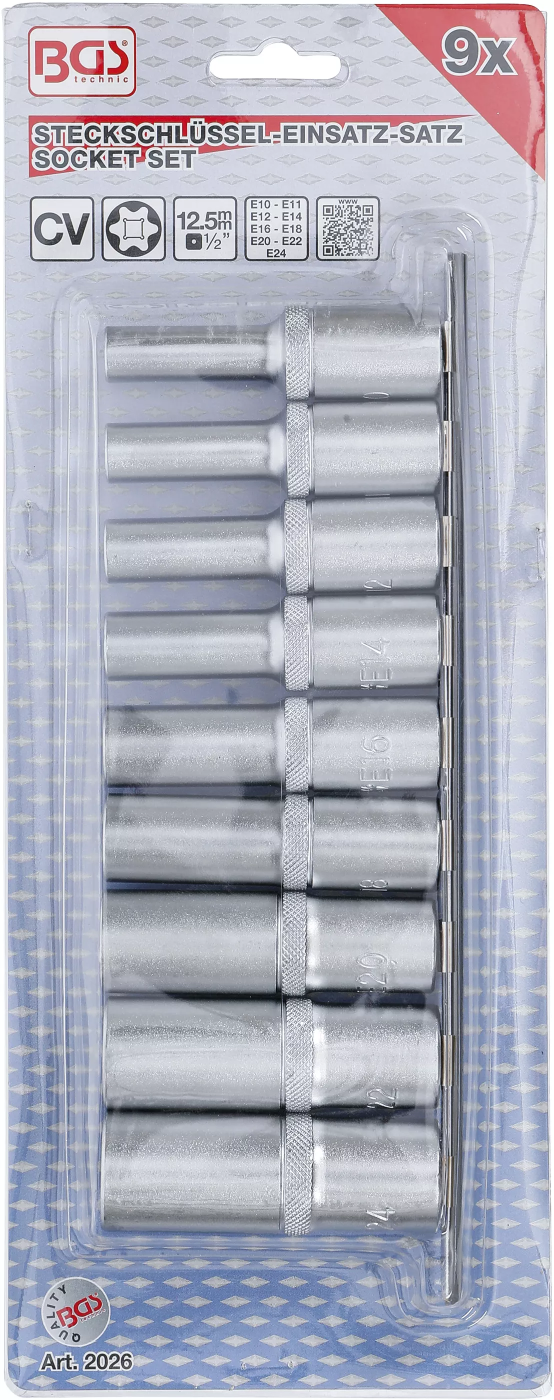 Set chei tubulare Profil E, lungi | 12,5 mm (1/2") | E10 - E24 | 9 piese [4]