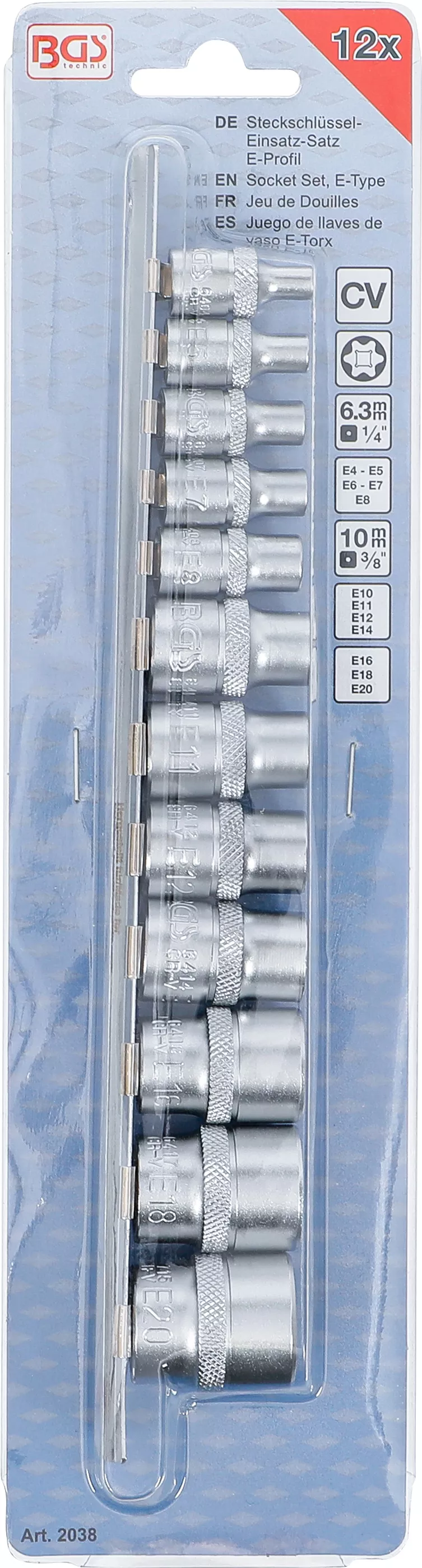Set chei tubulare Profil E | 6,3 mm (1/4") / 10 mm (3/8") | E4 - E20 | 12 piese [4]