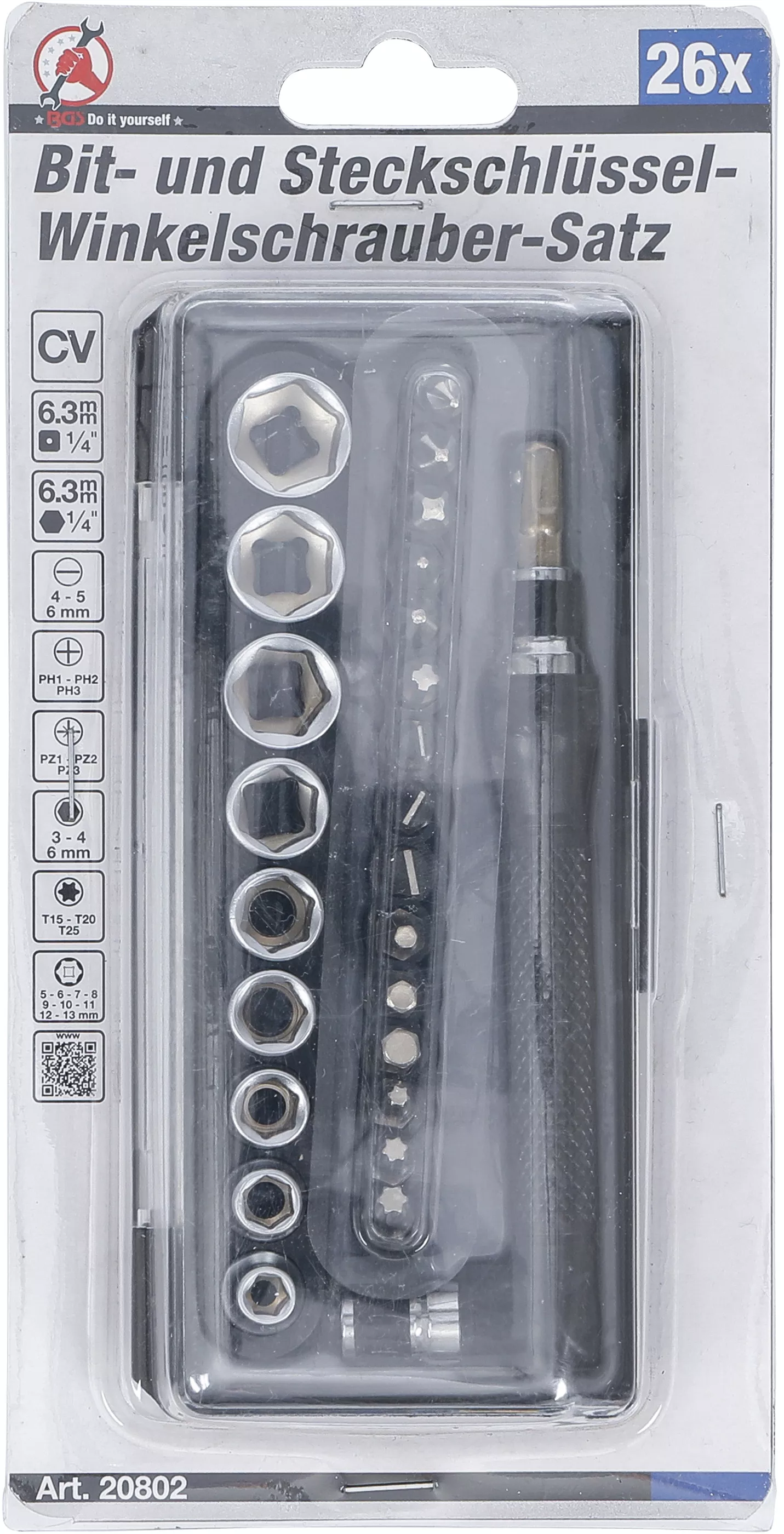 Set biti si chei tubulare / surubelnite unghiulare | Antrenare 6,3 mm (1/4") | 26 piese [5]