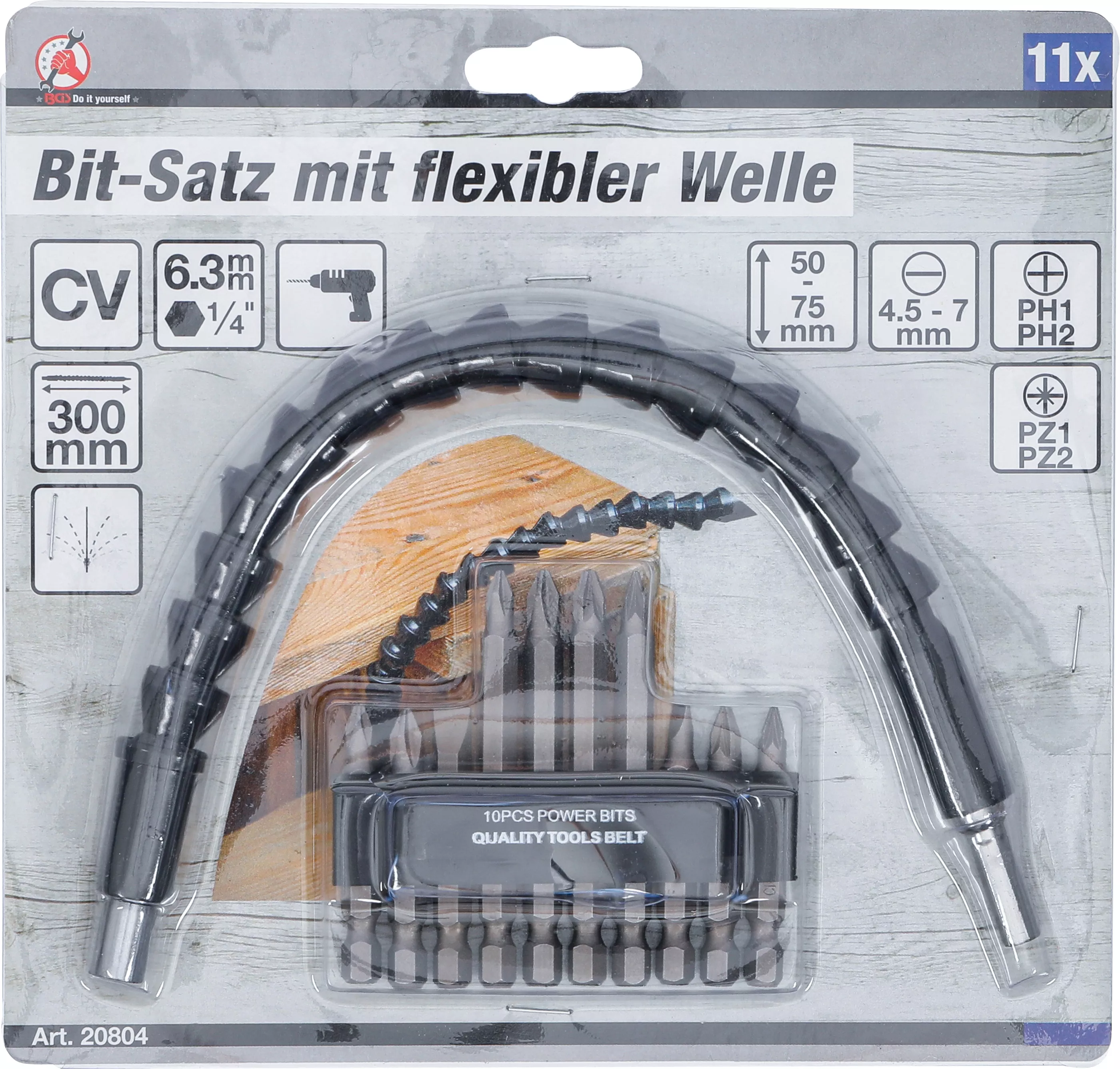 Set biti cu arbore flexibil | Antrenare hexagon exterior 6,3 mm (1/4") | 11 piese [4]