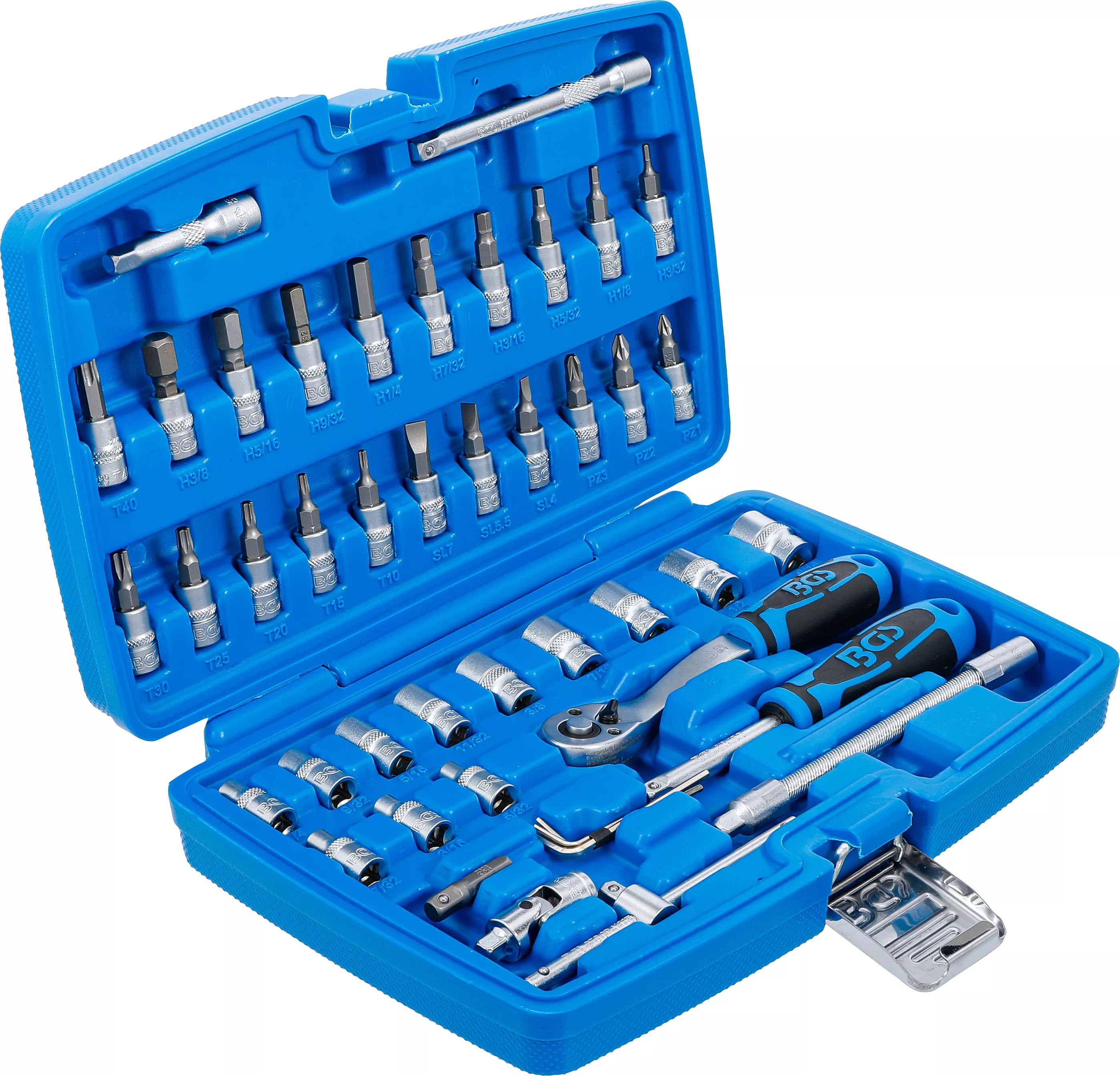 Set chei tubulare | Antrenare 6,3 mm (1/4") | Marimi in toli | 46 piese [2]