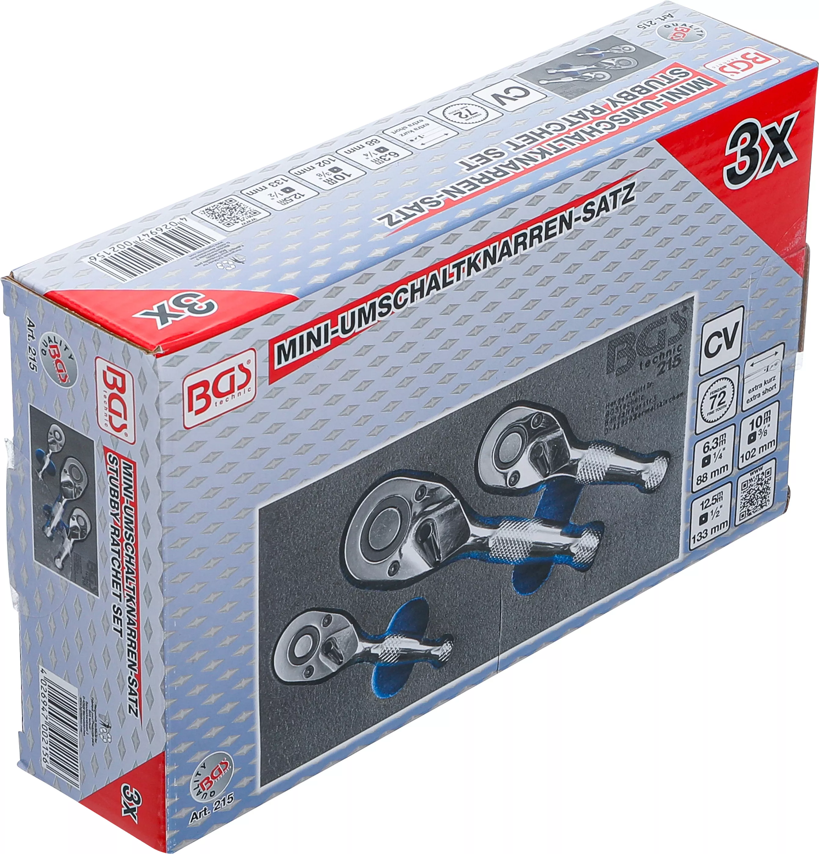 Set chei cu clichet reversibil | 6,3 mm (1/4") / 10 mm (3/8") / 12,5 mm (1/2") | 3 piese [7]