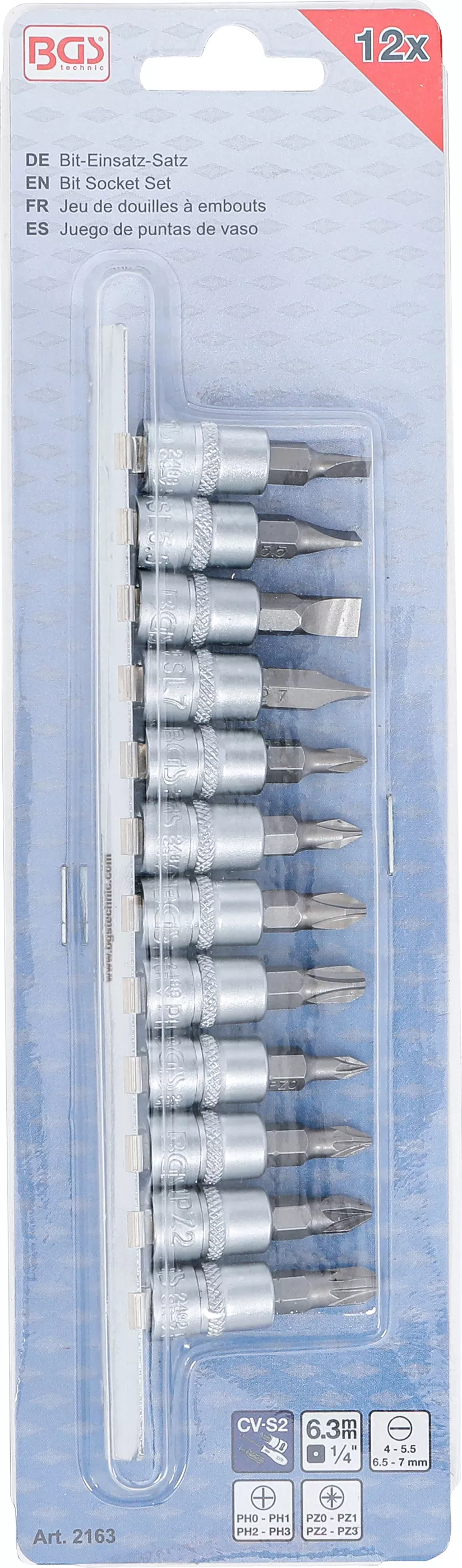 Set biti | 6,3 mm (1/4") | lama dreapta, Cap cruce PH / PZ | 12 piese [3]