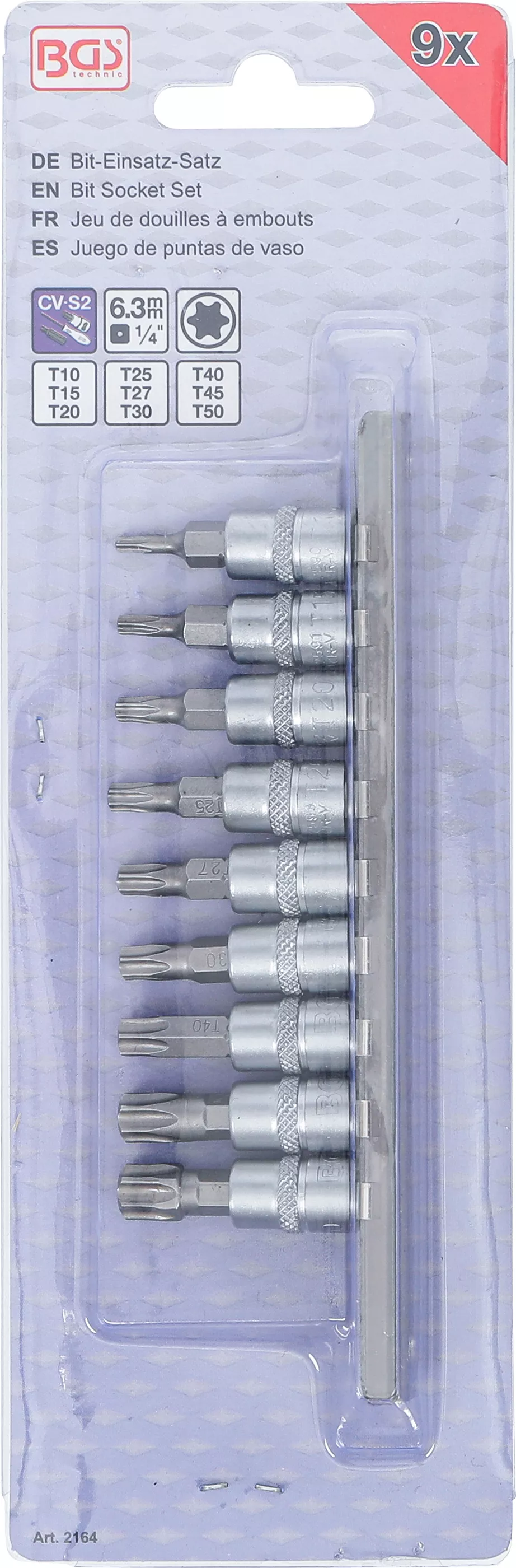 Set biti | 6,3 mm (1/4") | Profil T (pentru Torx) T10 - T50 | 9 piese [3]