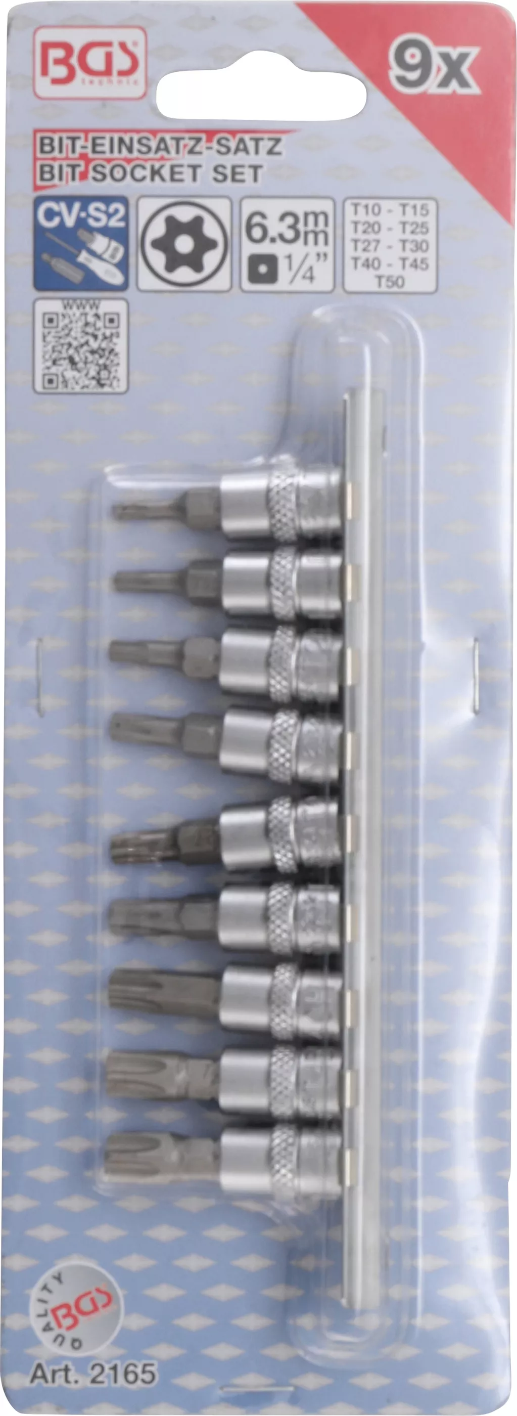 Set biti | 6,3 mm (1/4") | Profil T (pentru Torx) cu gaura T10 - T50 | 9 piese [2]