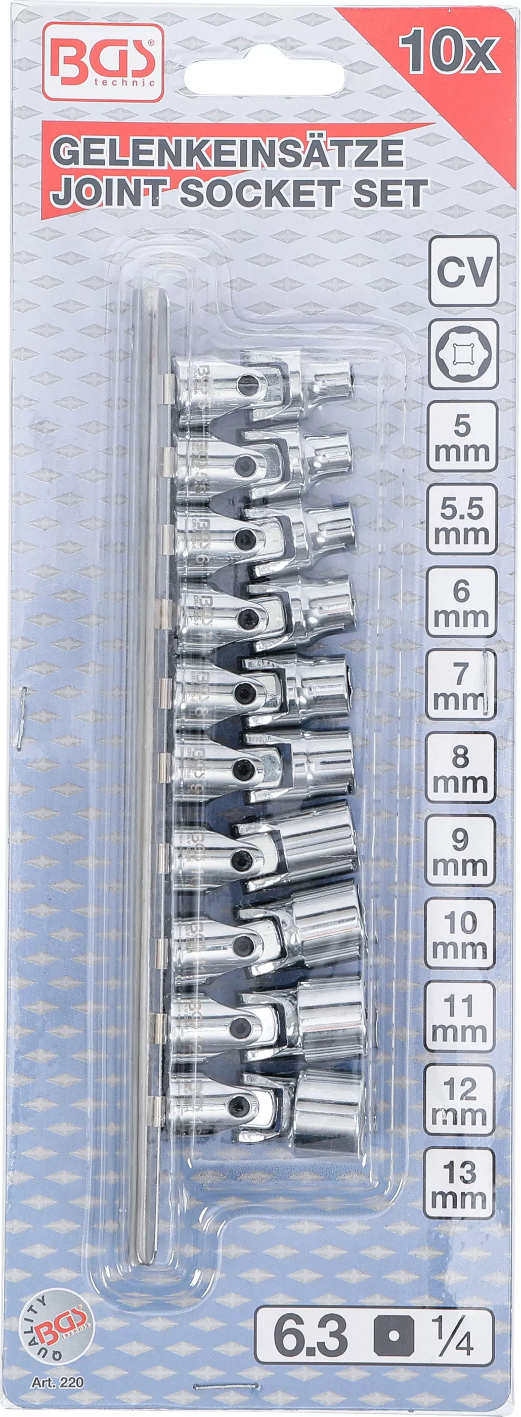 Set chei tubulare articulate | 6,3 mm (1/4") | 5 - 13 mm | 10 piese [4]