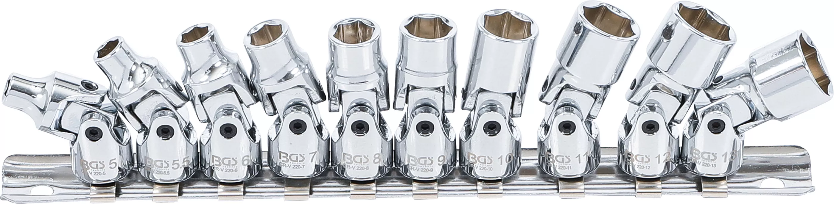 Set chei tubulare articulate | 6,3 mm (1/4") | 5 - 13 mm | 10 piese [1]