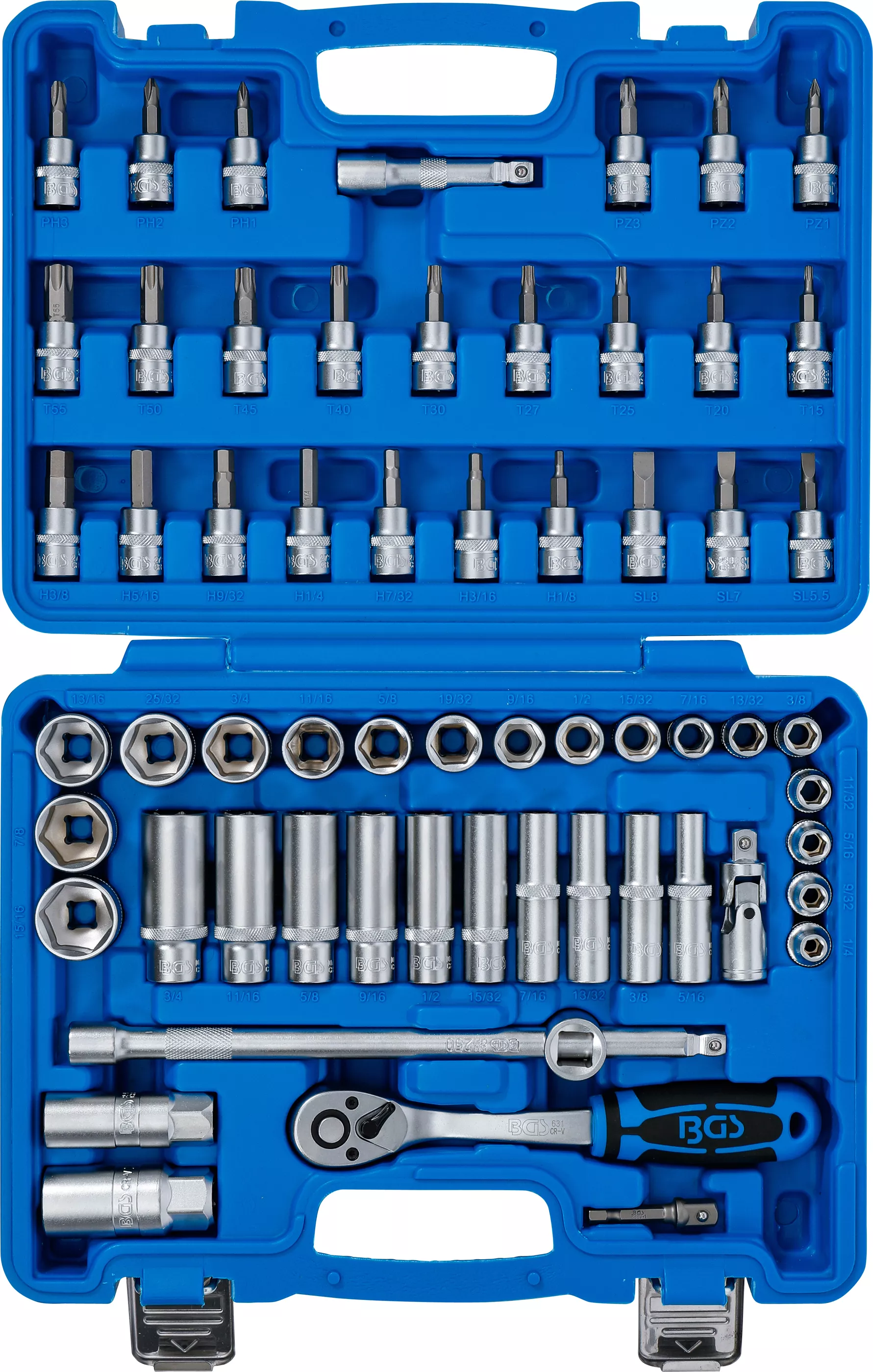 Set chei tubulare | Antrenare 10 mm (3/8") | Marimi in toli | 61 piese [4]