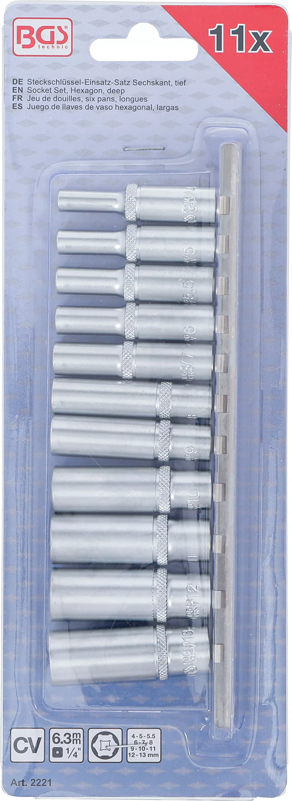 Set chei tubulare 6 colturi, lungi | 6,3 mm (1/4") | 4 - 13 mm | 11 piese [4]