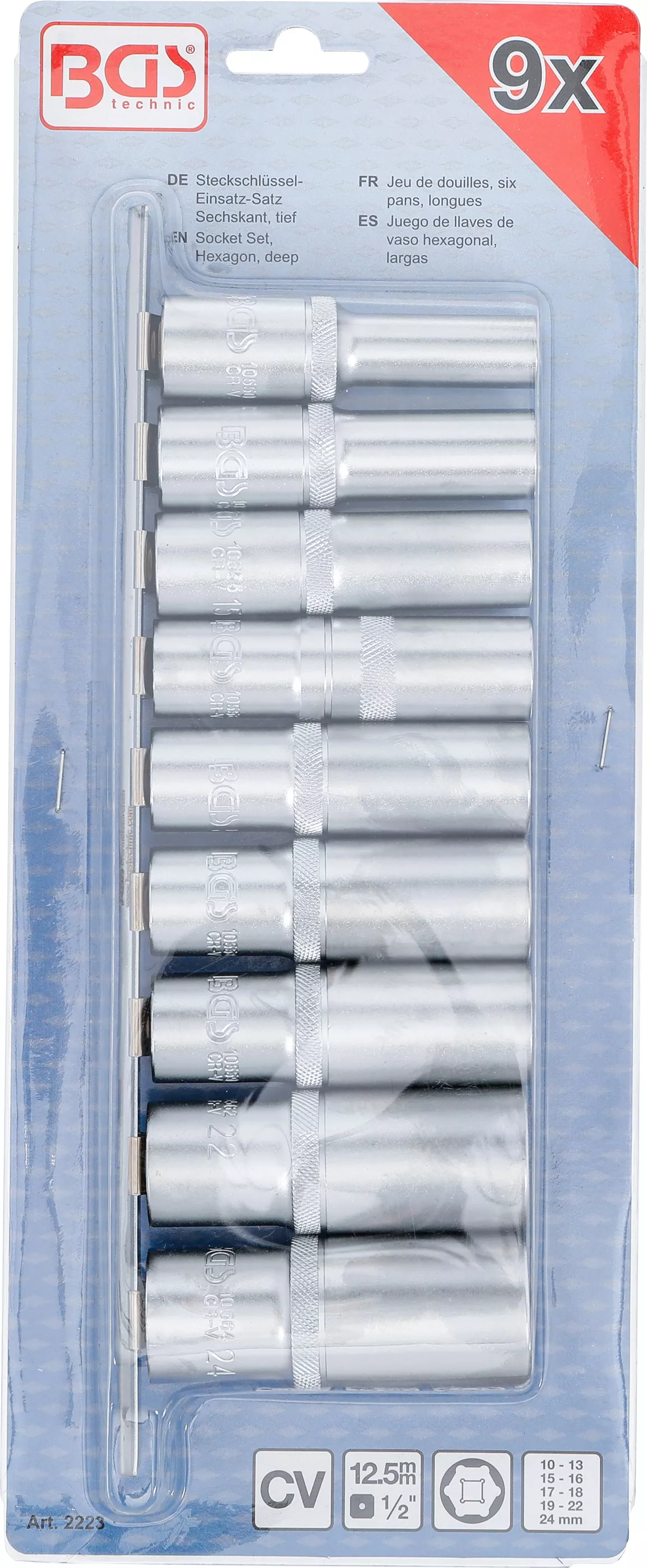 Set chei tubulare 6 colturi, lungi | 12,5 mm (1/2") | 10 - 24 mm | 9 piese [4]