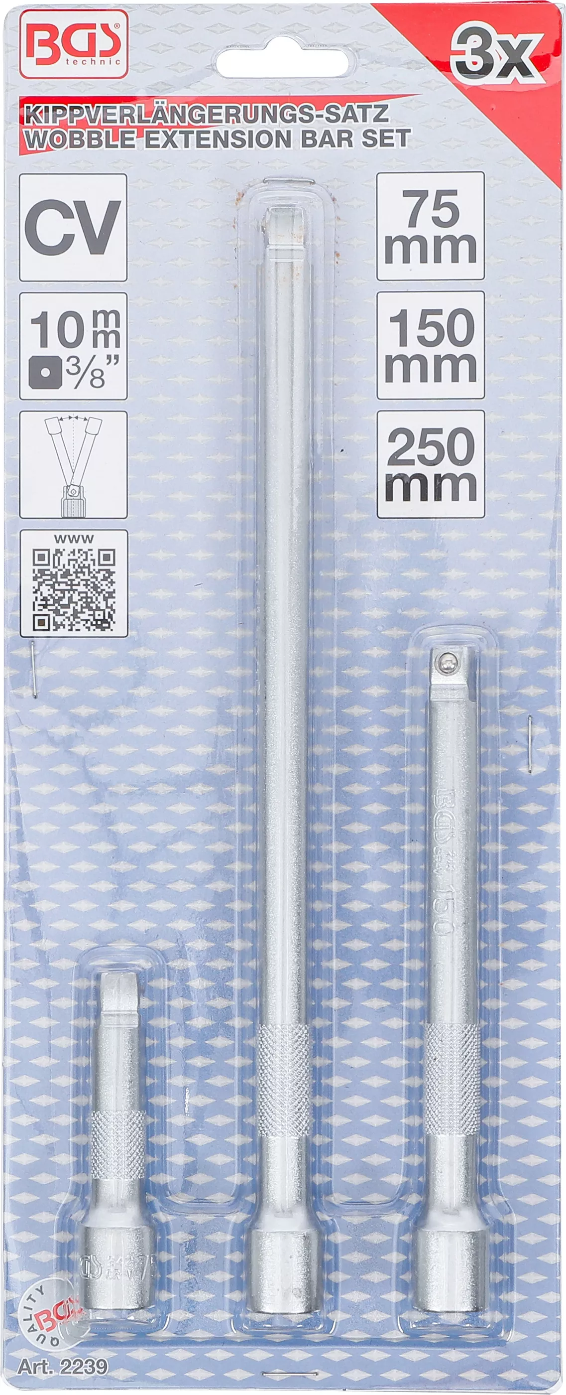 Set prelungitoare articulate | 10 mm (3/8") | 75 / 150 / 250 mm | 3 piese [4]