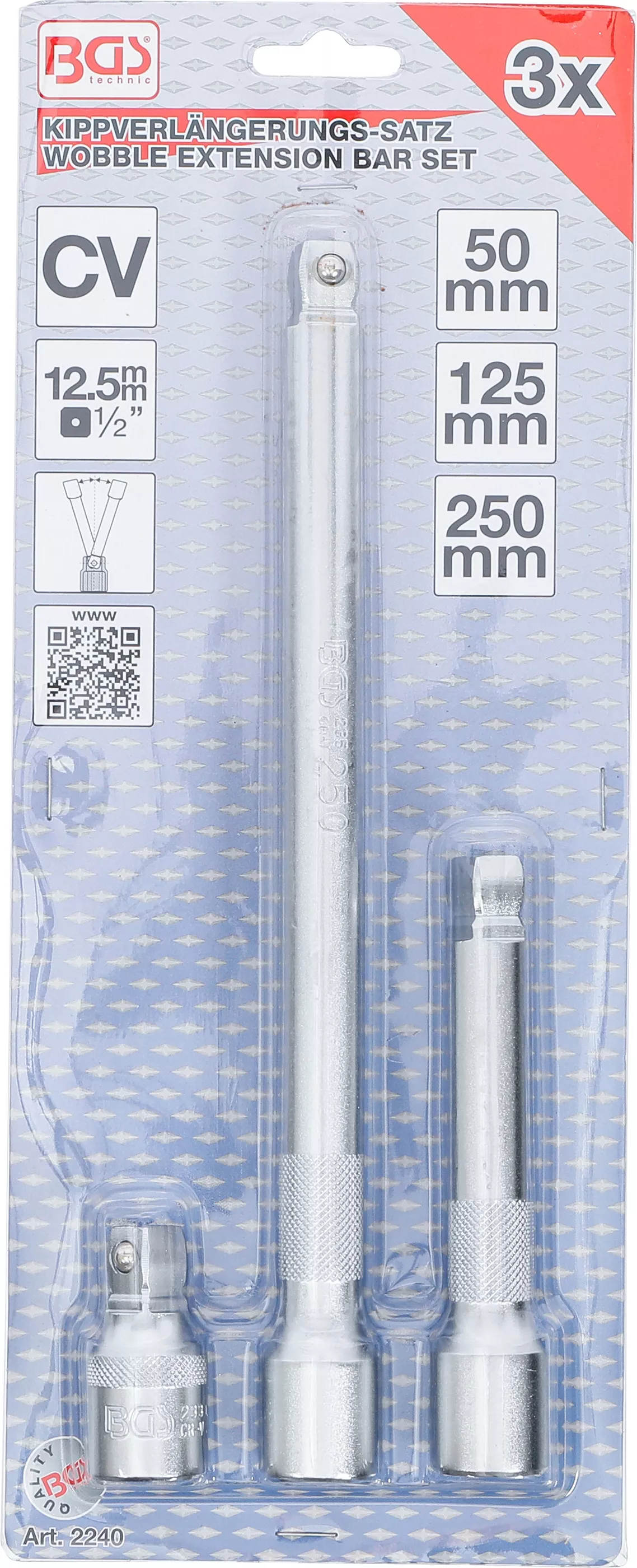 Set prelungitoare articulate | 12,5 mm (1/2") | 50 / 125 / 250 mm | 3 piese [4]
