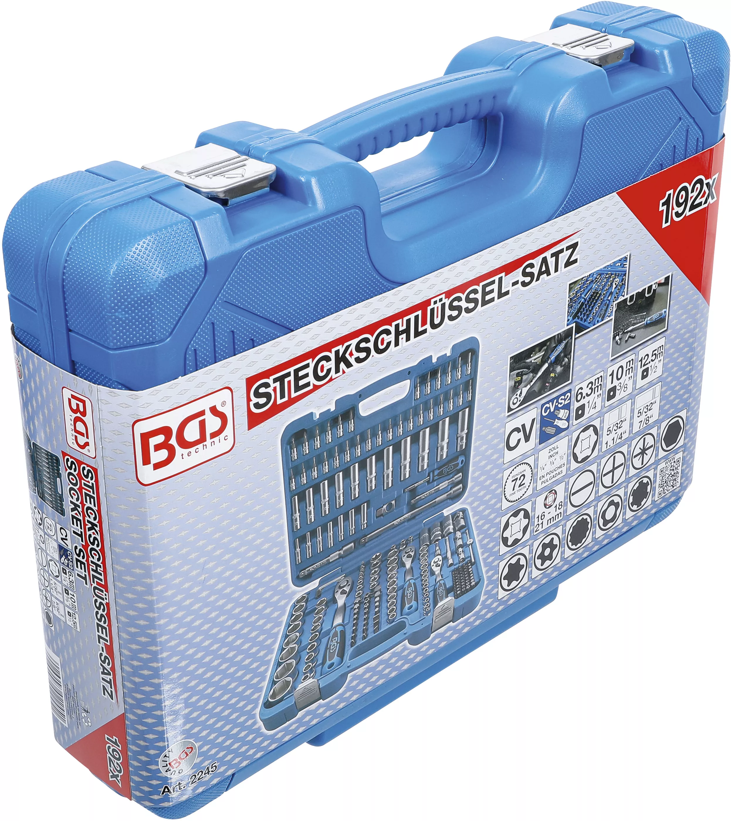 Set chei tubulare 6 colturi | Antrenare 6,3 mm (1/4") / 10 mm (3/8") / 12,5 mm (1/2") | Marimi in toli | 192 piese [9]