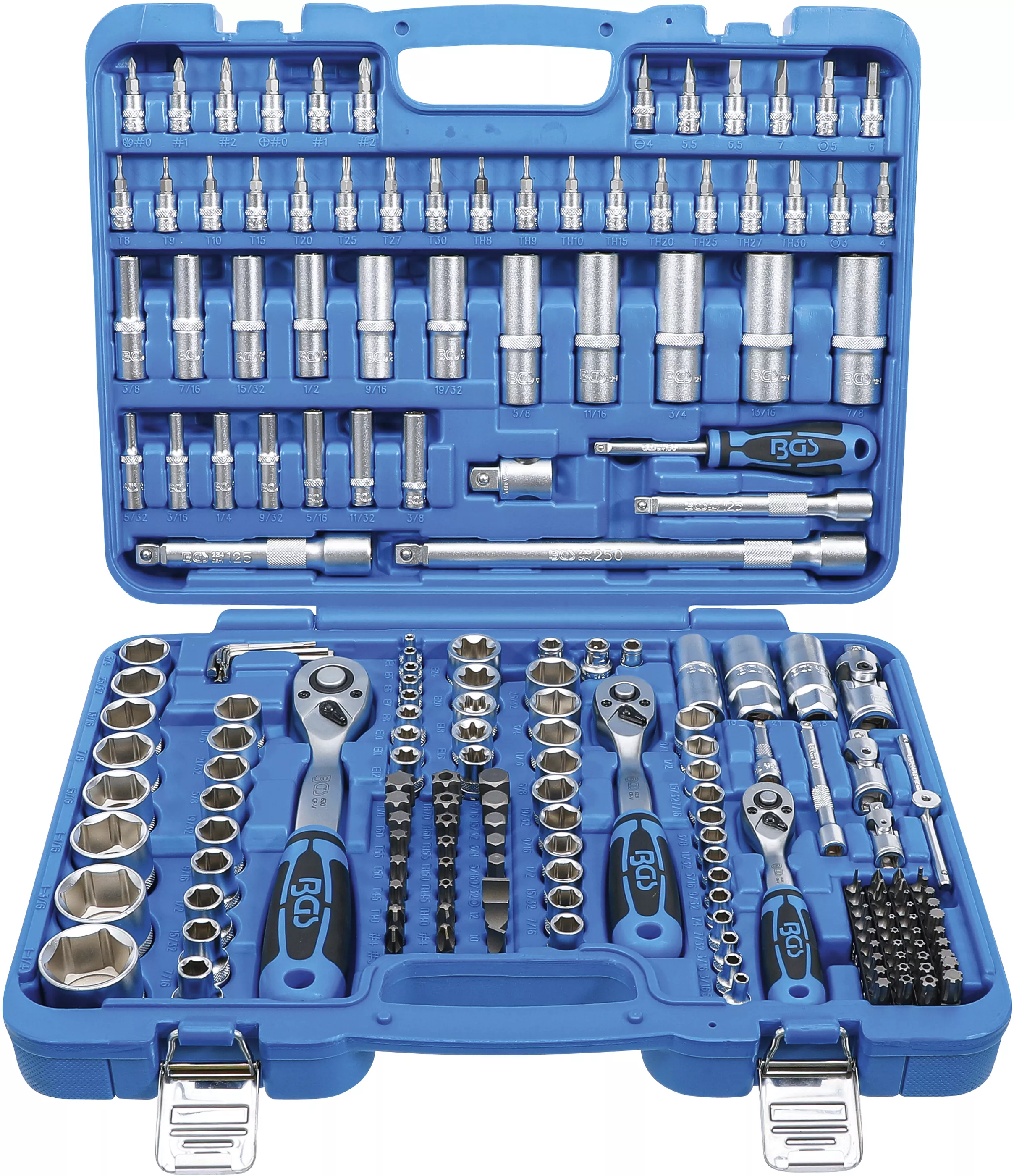 Set chei tubulare 6 colturi | Antrenare 6,3 mm (1/4") / 10 mm (3/8") / 12,5 mm (1/2") | Marimi in toli | 192 piese [1]