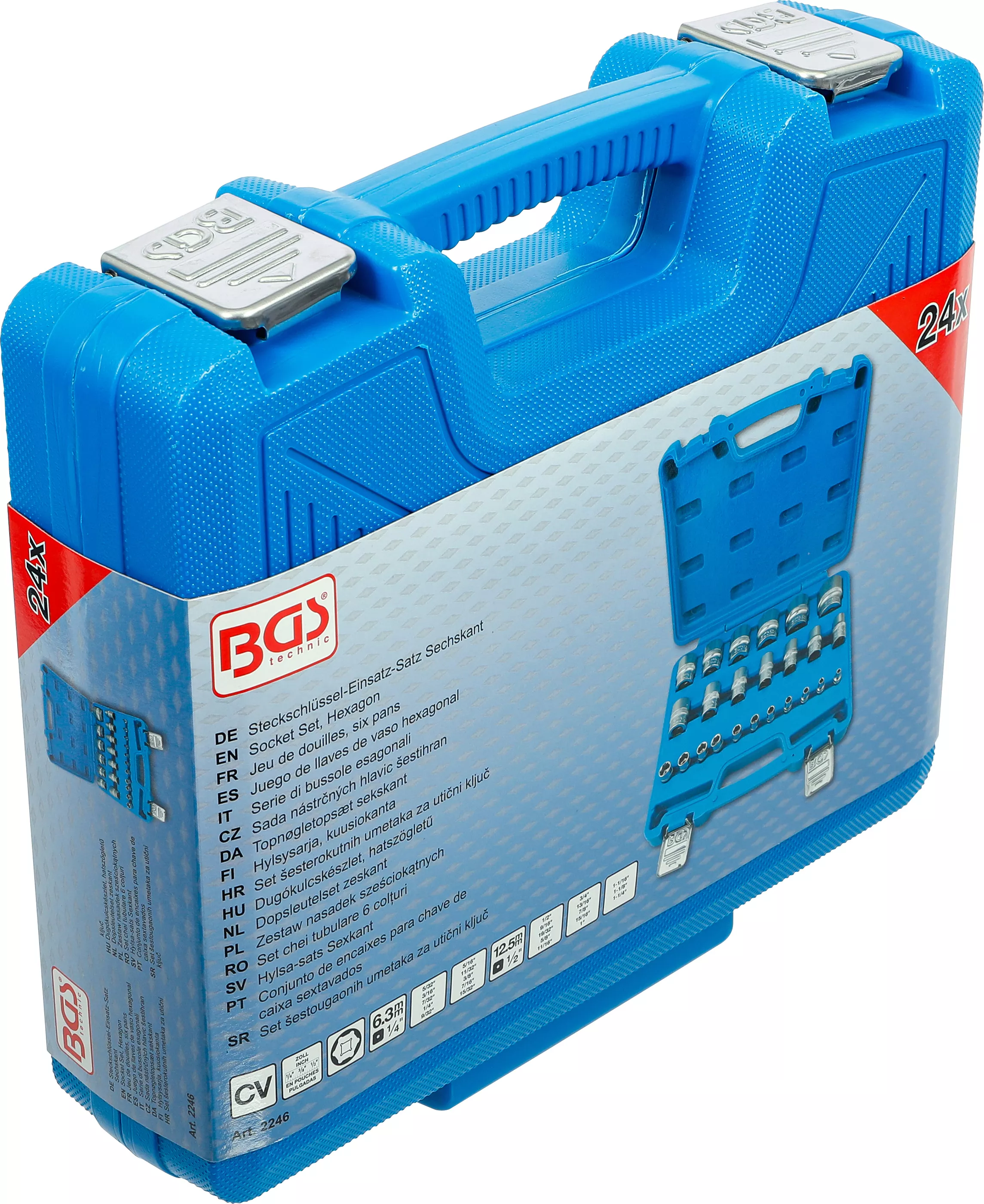 Set chei tubulare, 6 colturi | 6,3 mm (1/4"), 12,5 mm (1/2") | Cota in toli | 24 piese [6]