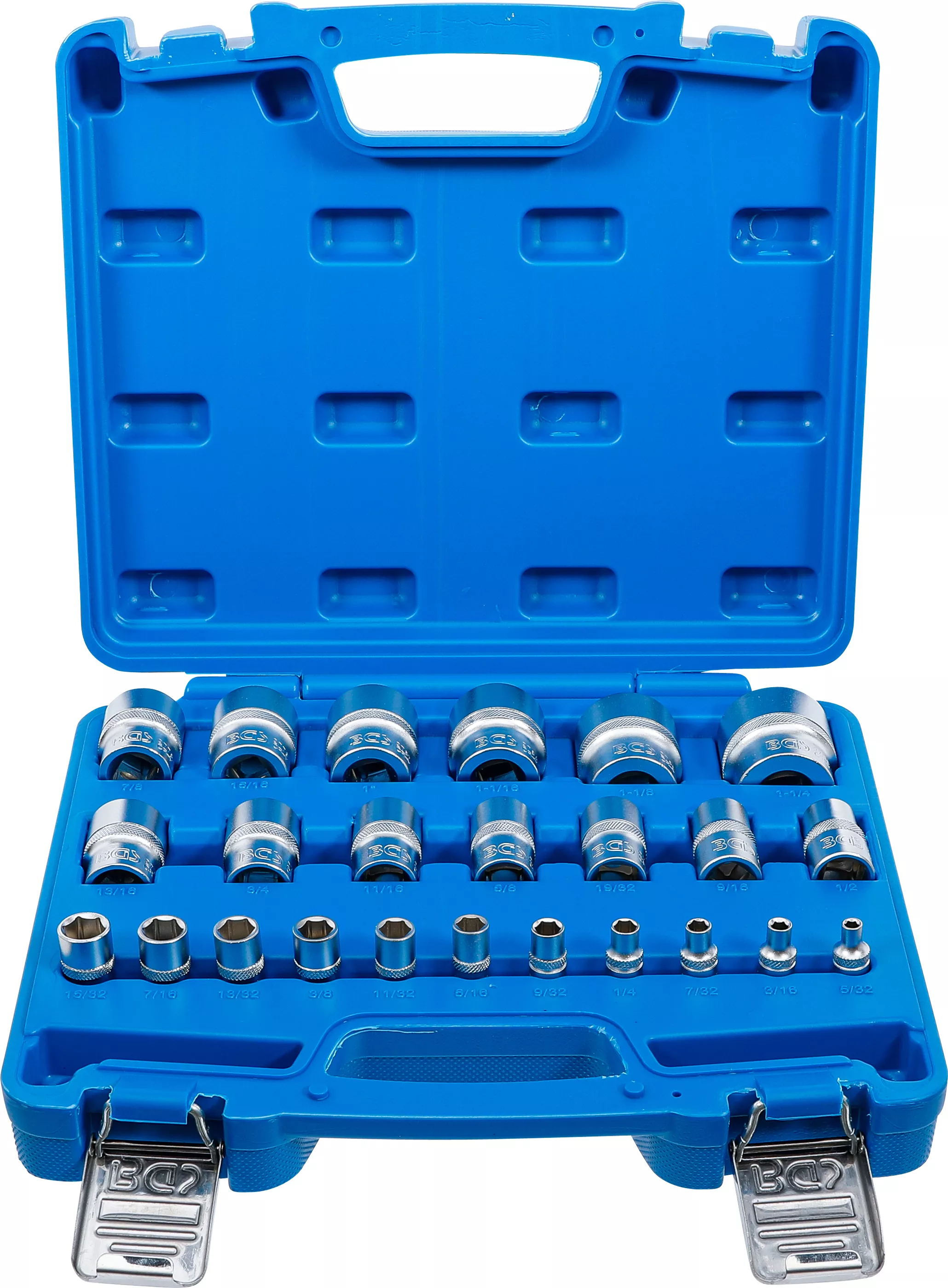 Set chei tubulare, 6 colturi | 6,3 mm (1/4"), 12,5 mm (1/2") | Cota in toli | 24 piese [1]