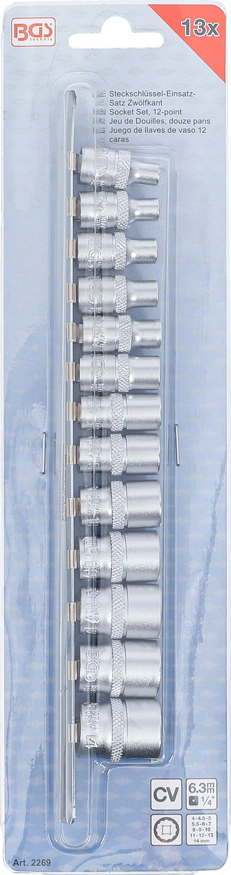 Set chei tubulare 12 colturi | 6,3 mm (1/4") | 4 - 14 mm | 13 piese [4]