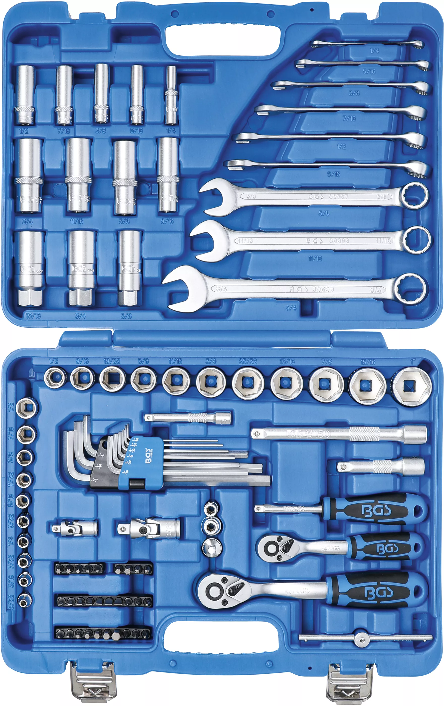 Set chei tubulare 6 colturi | Antrenare 6,3 mm (1/4") / 10 mm (3/8") | Marimi in toli | 92 piese [4]