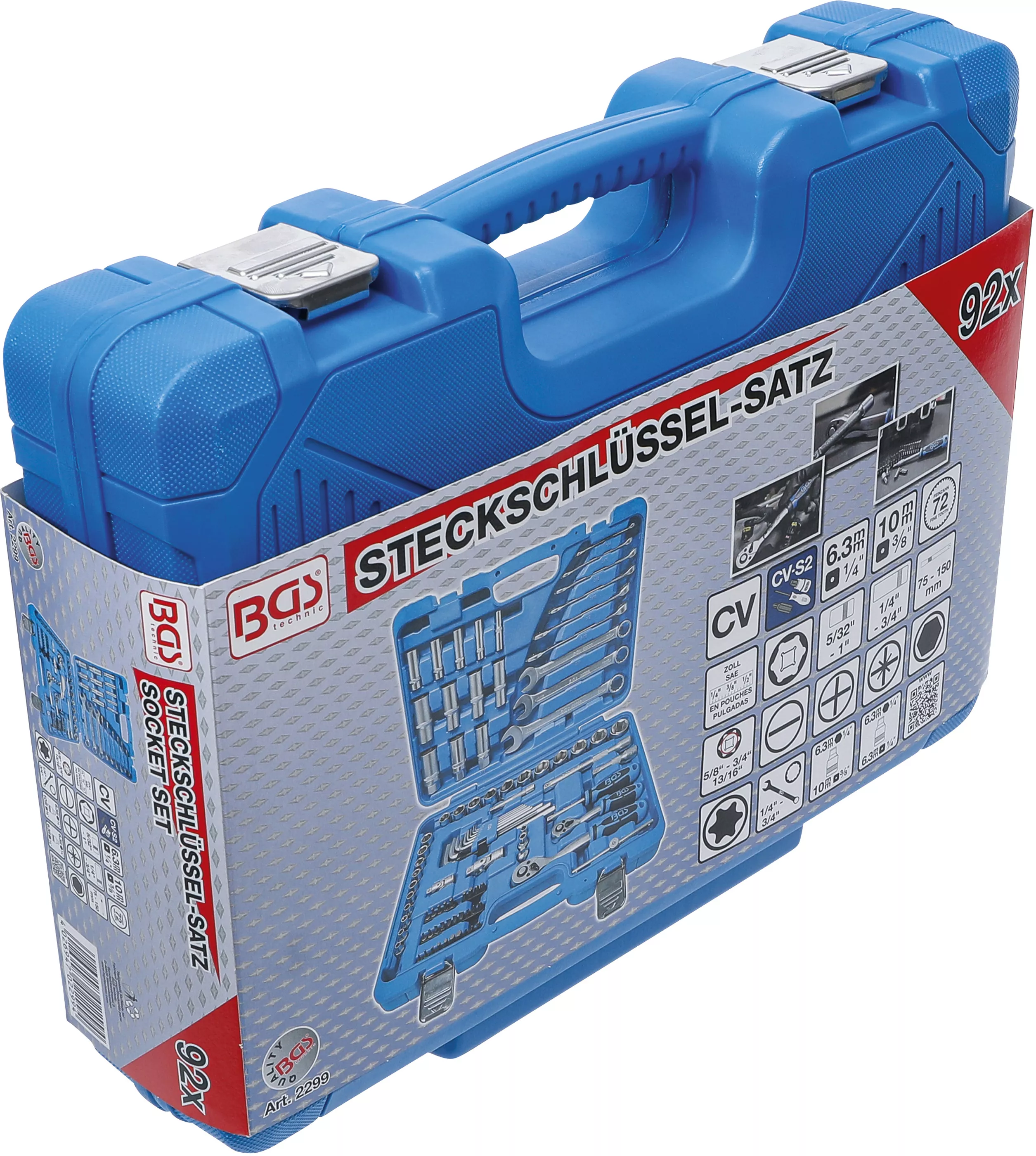 Set chei tubulare 6 colturi | Antrenare 6,3 mm (1/4") / 10 mm (3/8") | Marimi in toli | 92 piese [6]
