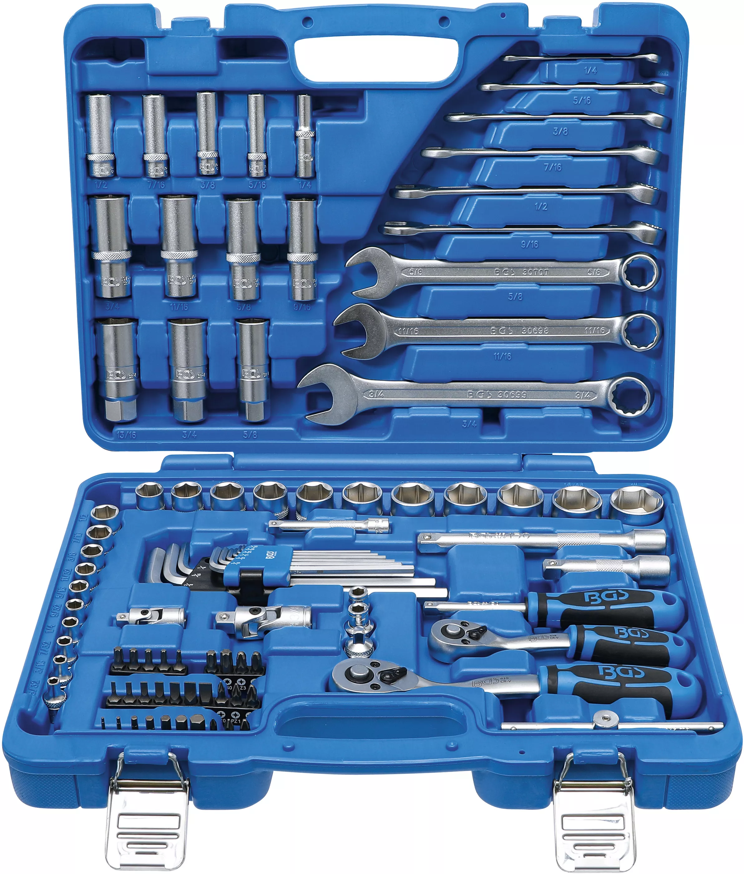 Set chei tubulare 6 colturi | Antrenare 6,3 mm (1/4") / 10 mm (3/8") | Marimi in toli | 92 piese [1]