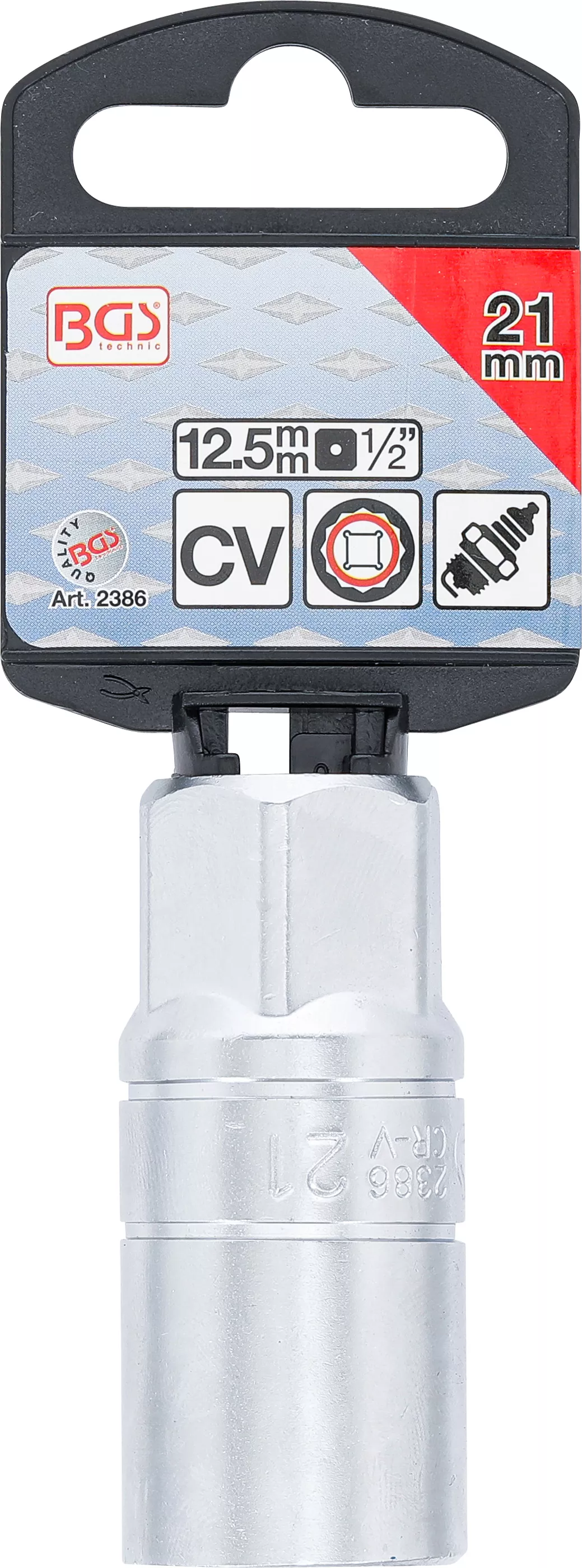 Cheie pentru bujii cu cauciuc de prindere, 12 colturi | 12,5 mm (1/2") | 21 mm [4]