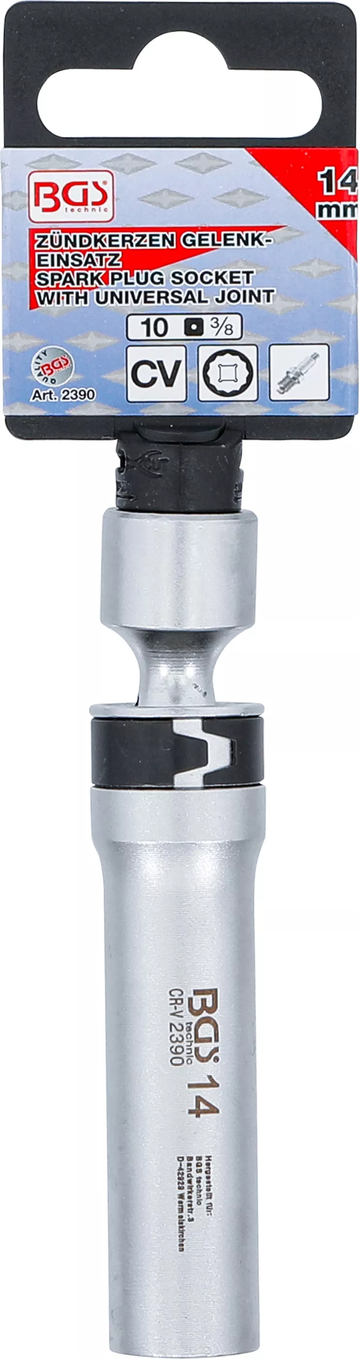 Cheie pentru bujii articulata 12 colturi cu arc de prindere | Antrenare patrat interior 10 mm (3/8") | 14 mm [5]