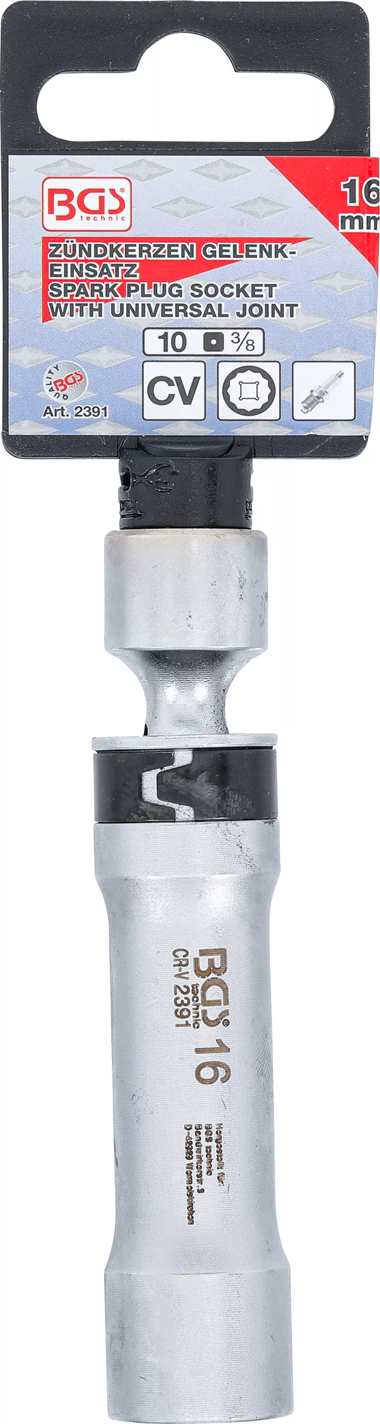 Cheie pentru bujii articulata 12 colturi cu arc de prindere | Antrenare patrat interior 10 mm (3/8") | 16 mm [4]