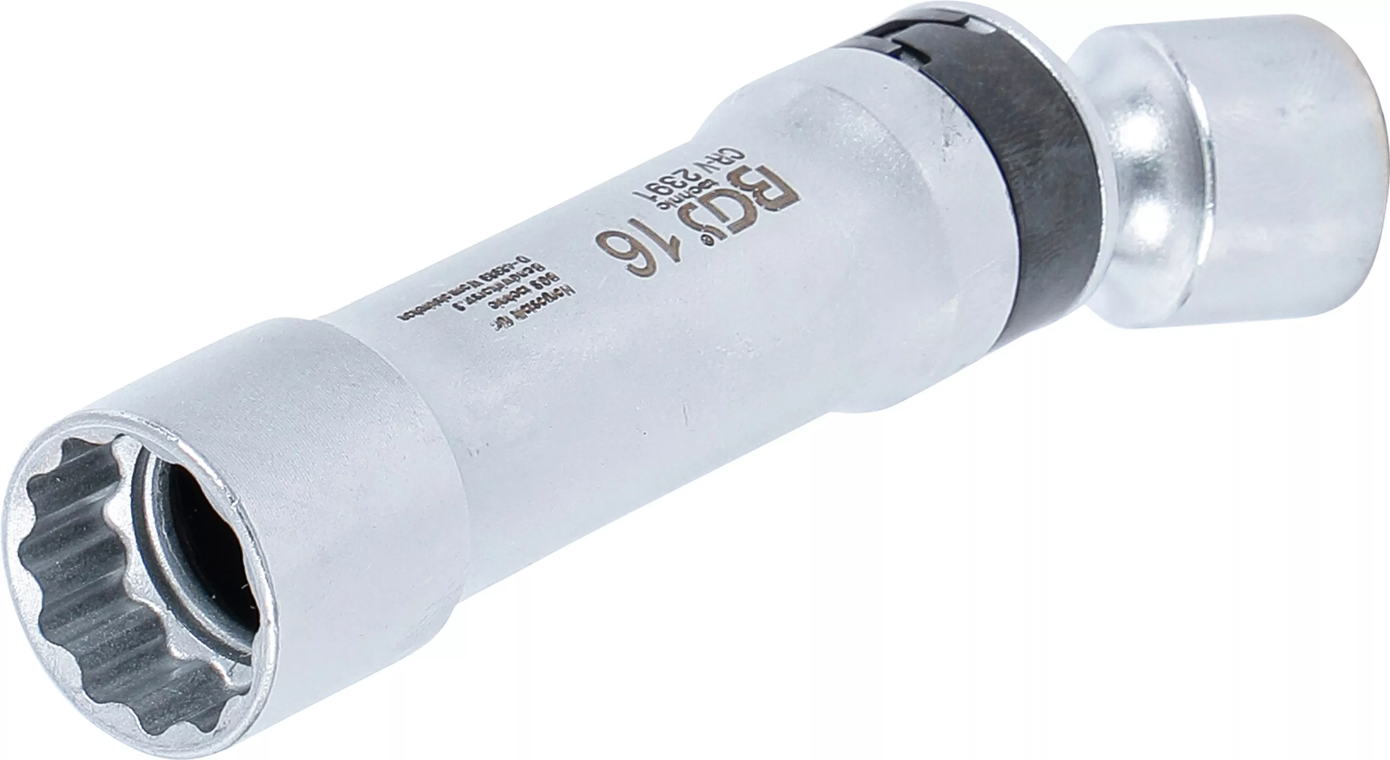 Cheie pentru bujii articulata 12 colturi cu arc de prindere | Antrenare patrat interior 10 mm (3/8") | 16 mm [1]