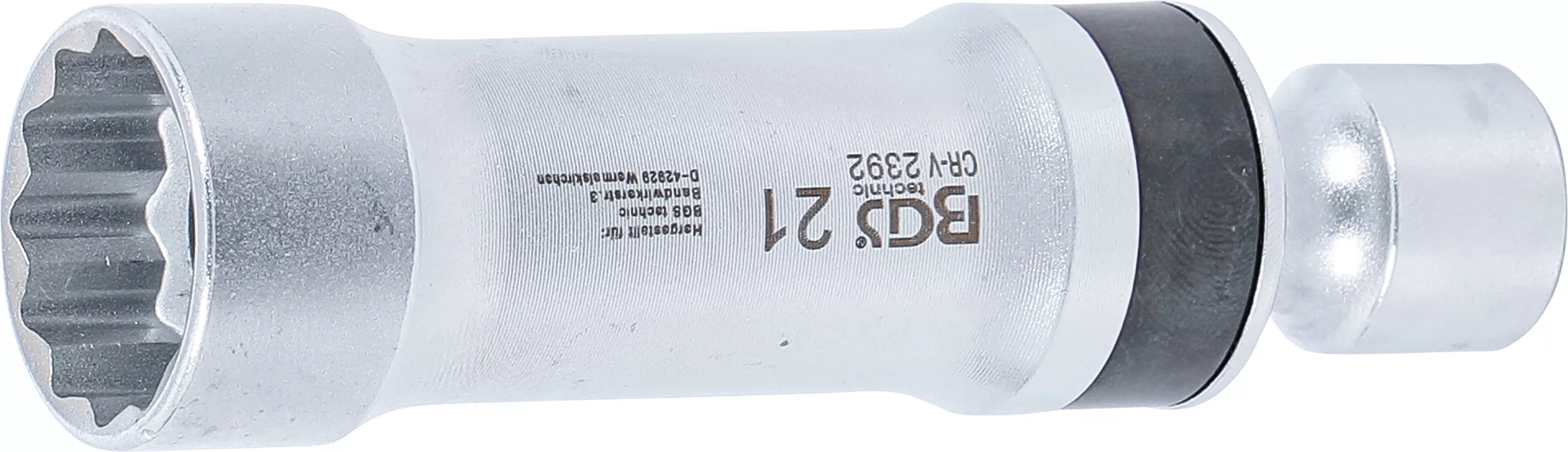 Cheie pentru bujii articulata 12 colturi cu arc de prindere | Antrenare patrat interior 10 mm (3/8") | 21 mm [3]