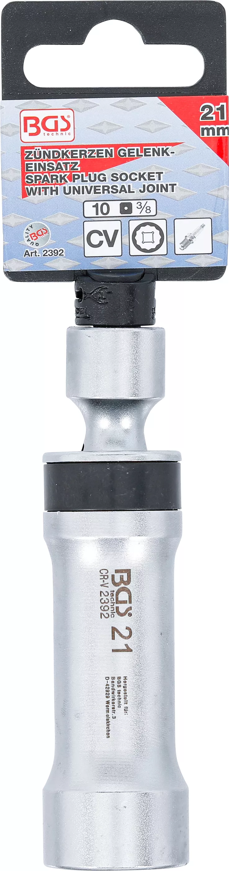 Cheie pentru bujii articulata 12 colturi cu arc de prindere | Antrenare patrat interior 10 mm (3/8") | 21 mm [4]