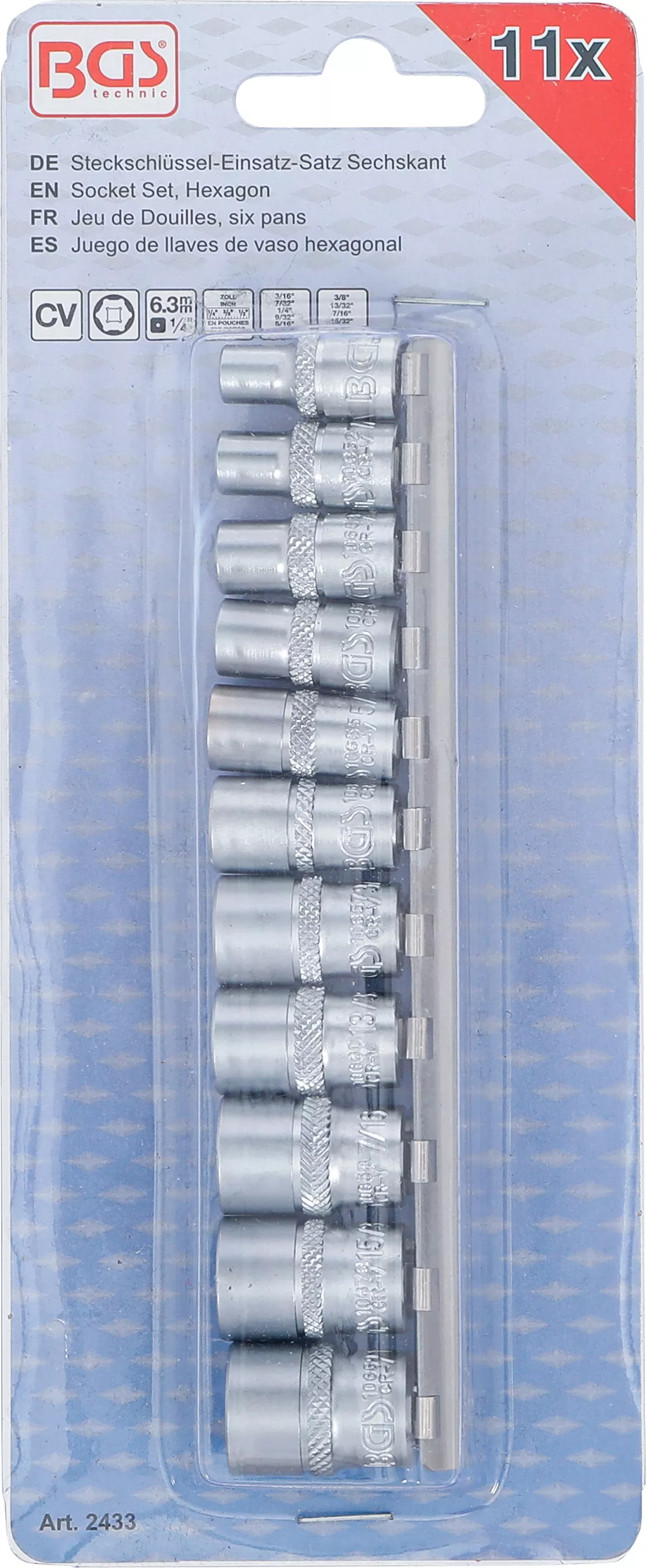 Set chei tubulare 6 colturi | 6,3 mm (1/4") | Marimi in toli | 11 piese [4]
