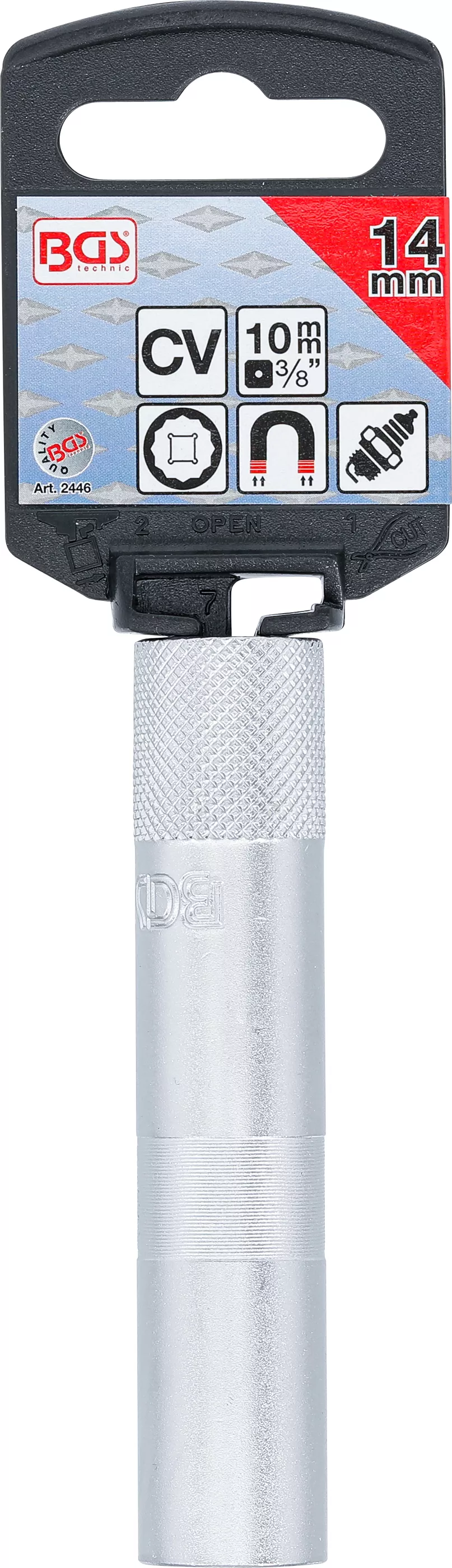 Cheie pentru bujii cu magnet, 12 colturi, lunga | 10 mm (3/8") | 14 mm [3]
