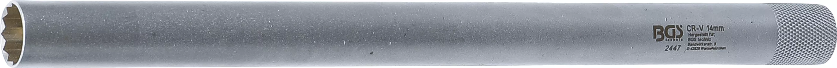 Cheie pentru bujii cu magnet, 12 colturi, extra lunga | 10 mm (3/8") | 14 mm [1]