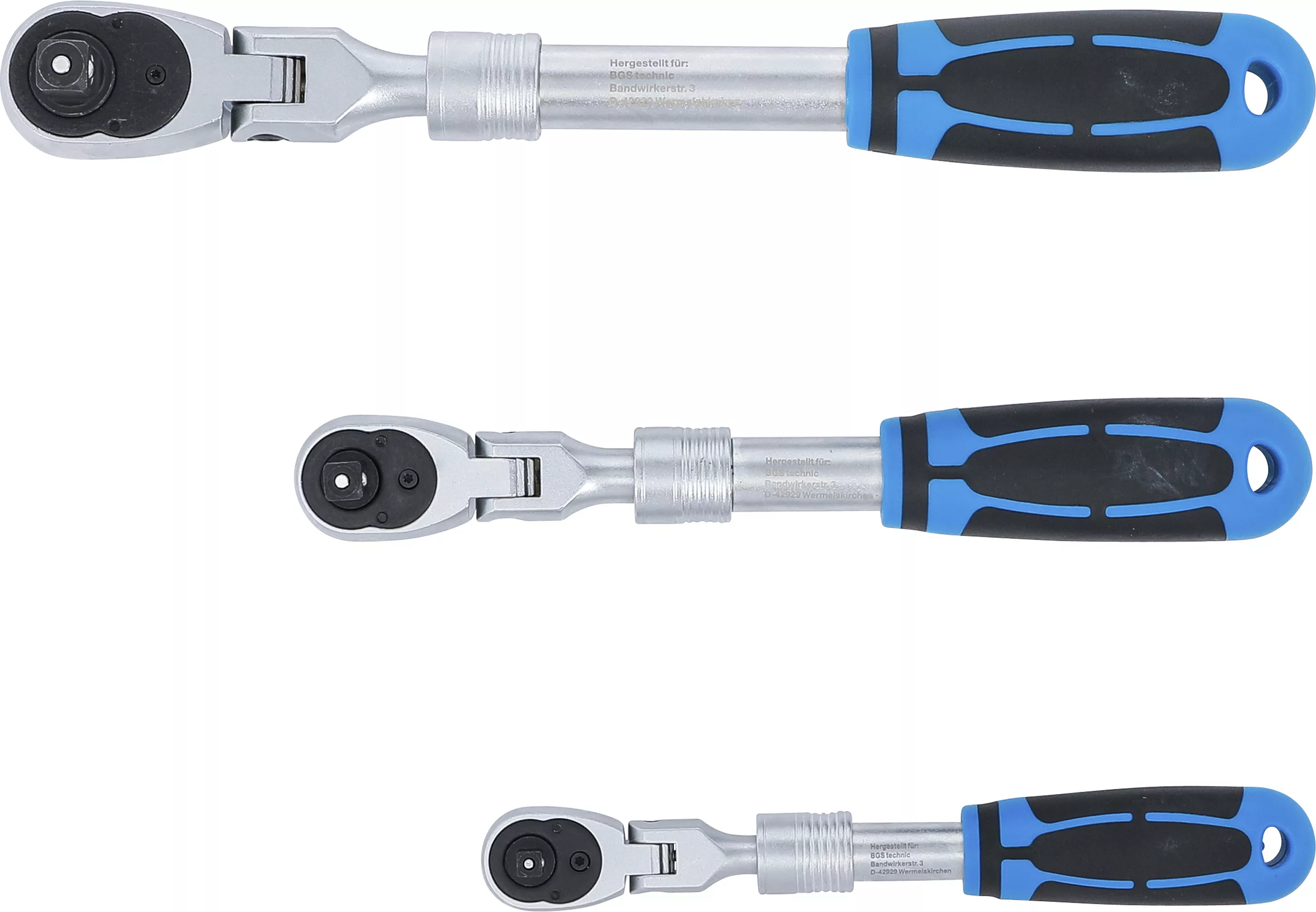 Set chei cu clichet reversibil | extensibil, articulat | 6,3 mm (1/4") - 10 mm (3/8") - 12,5 mm (1/2") | 3 piese [5]