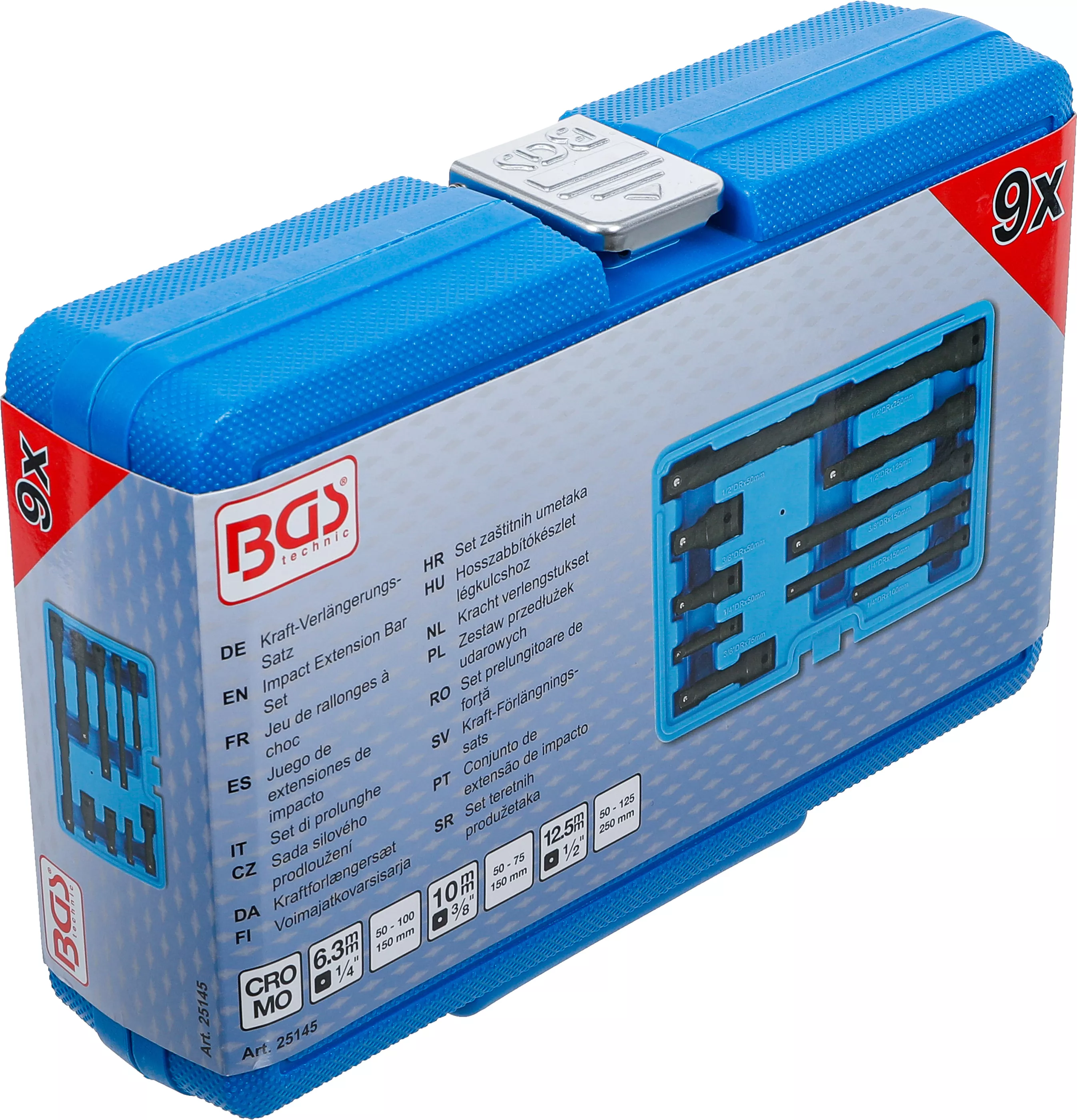 Set prelungitoare de forta | 6,3 mm (1/4") / 10 mm (3/8") / 12,5 mm (1/2") | 9 piese [6]