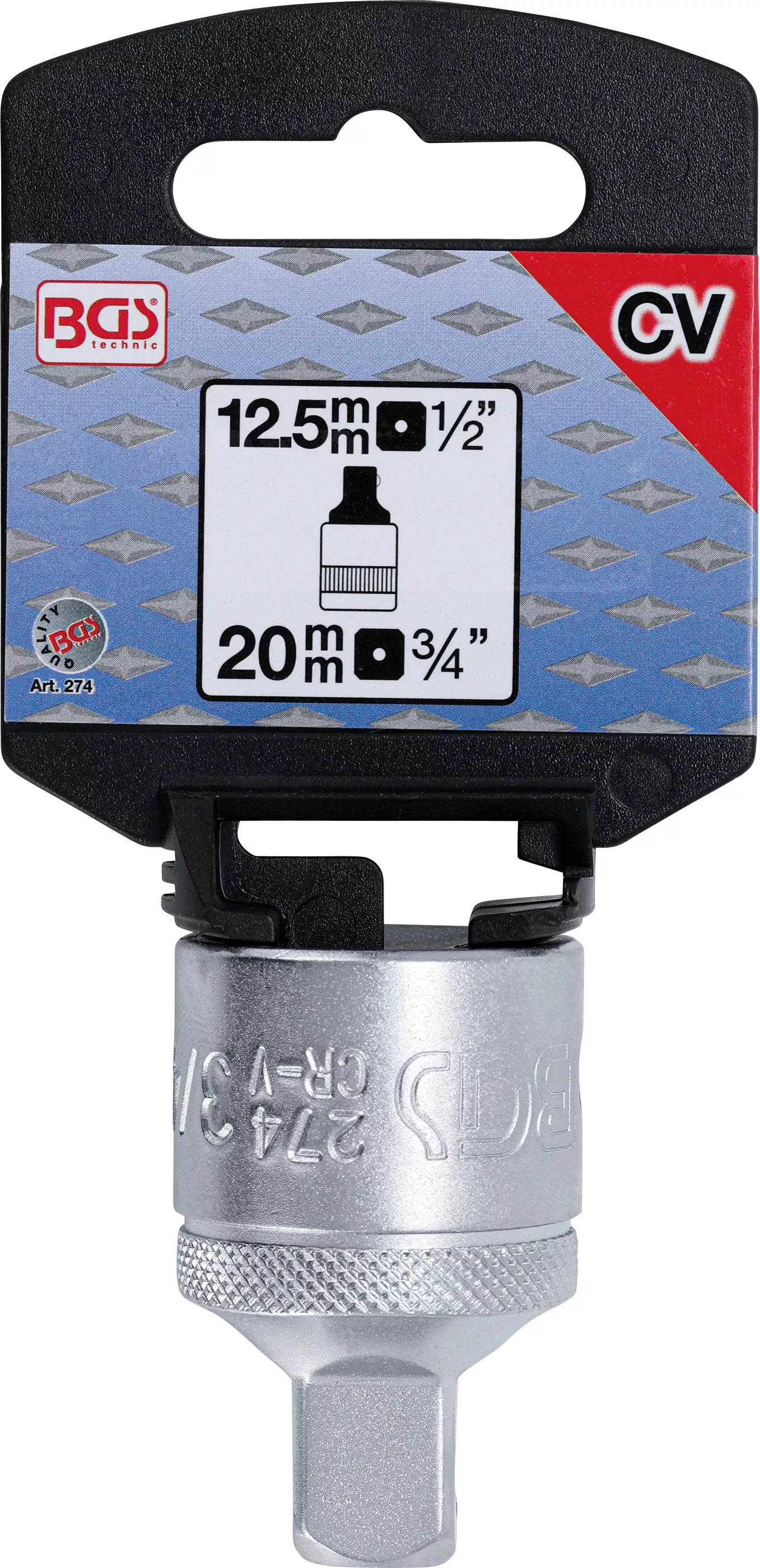 Adaptor cheie tubulara | Patrat interior 20 mm (3/4") - Patrat exterior 12,5 mm (1/2") [2]