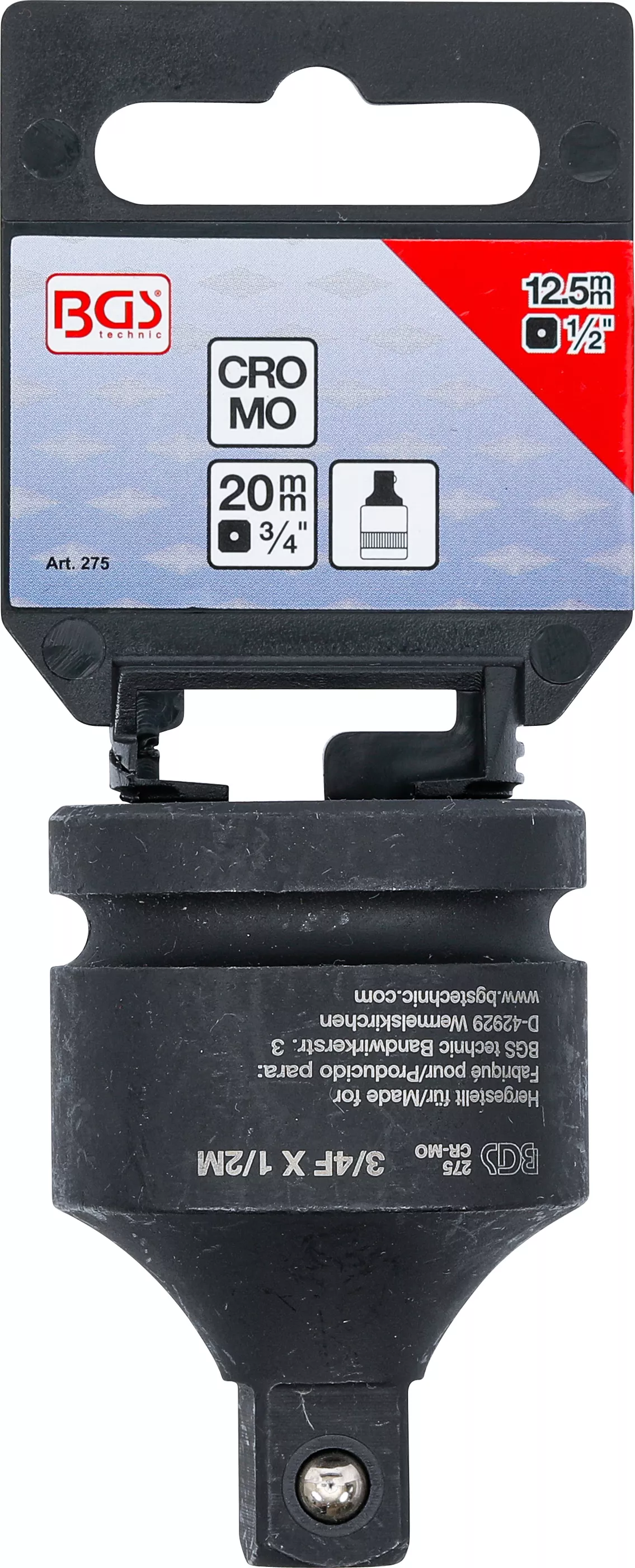 Adaptor chei tubulare de impact | Patrat interior 20 mm (3/4") - Patrat exterior 12,5 mm (1/2") [3]