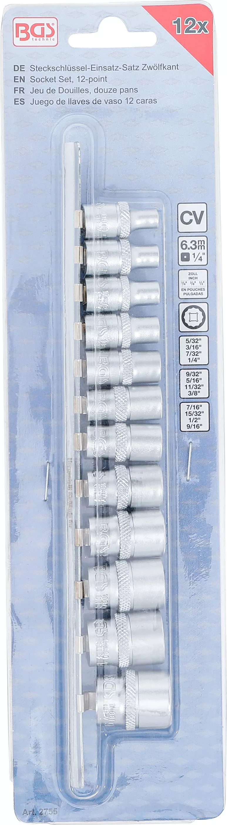 Set chei tubulare 12 colturi | 6,3 mm (1/4") | Marimi in toli | 12 piese [4]