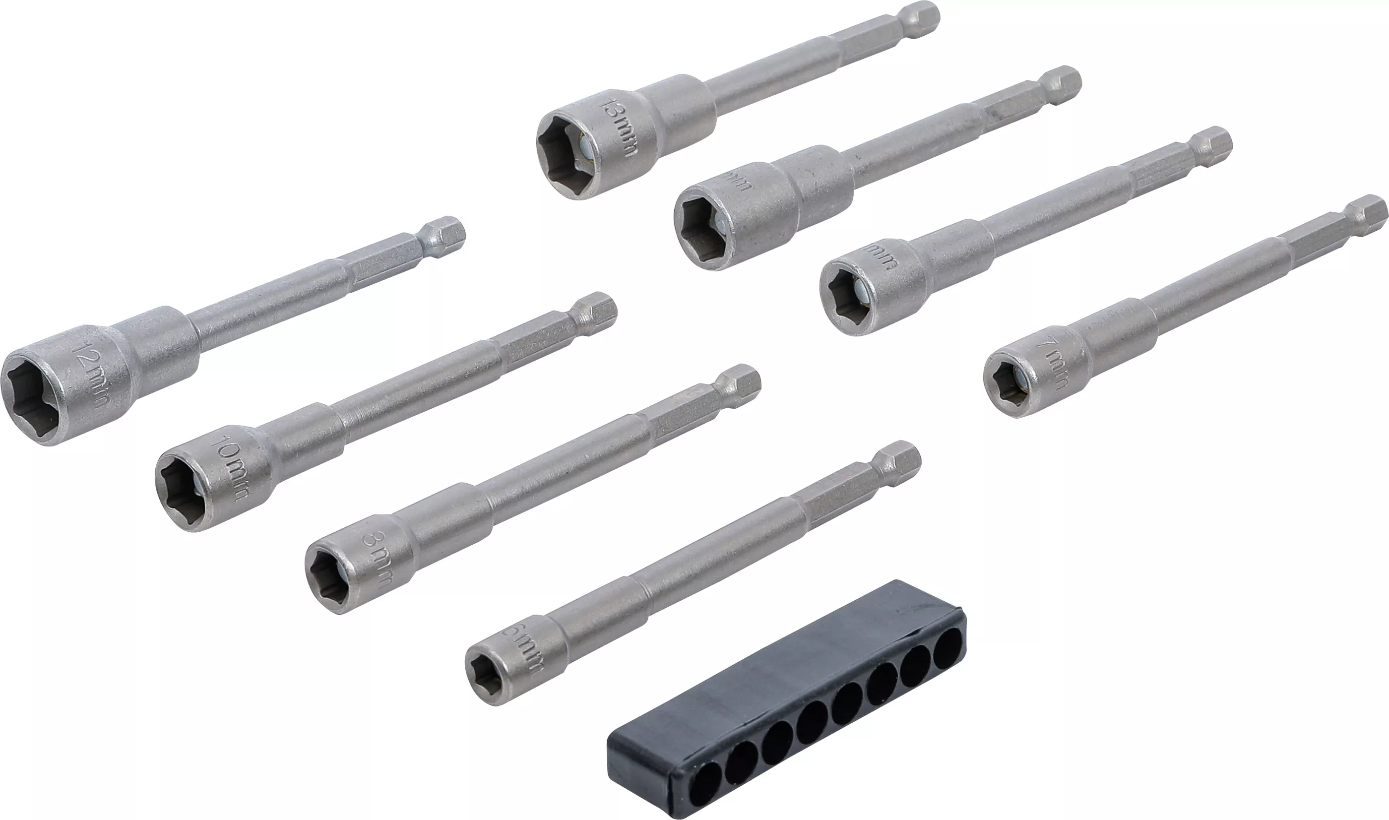 Set chei tubulare 6 colturi | extra lungi | Antrenare 6 colturi exterior 6,3 mm (1/4") | pentru masini de gaurit | 6 - 13 mm | 8 piese [5]