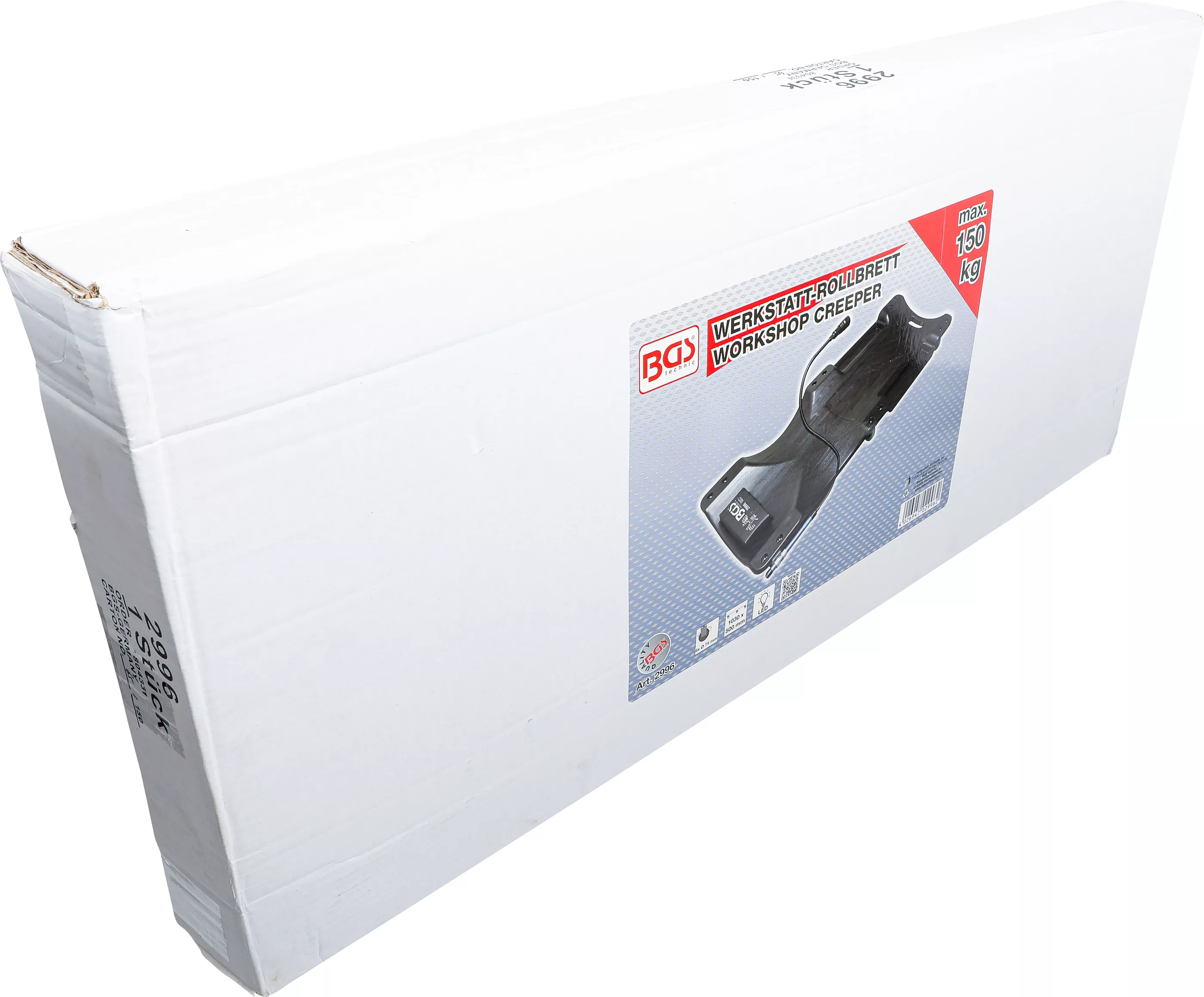 Pat cu role pentru atelier | cu lampa de lucru | 1030 x 500 mm [4]