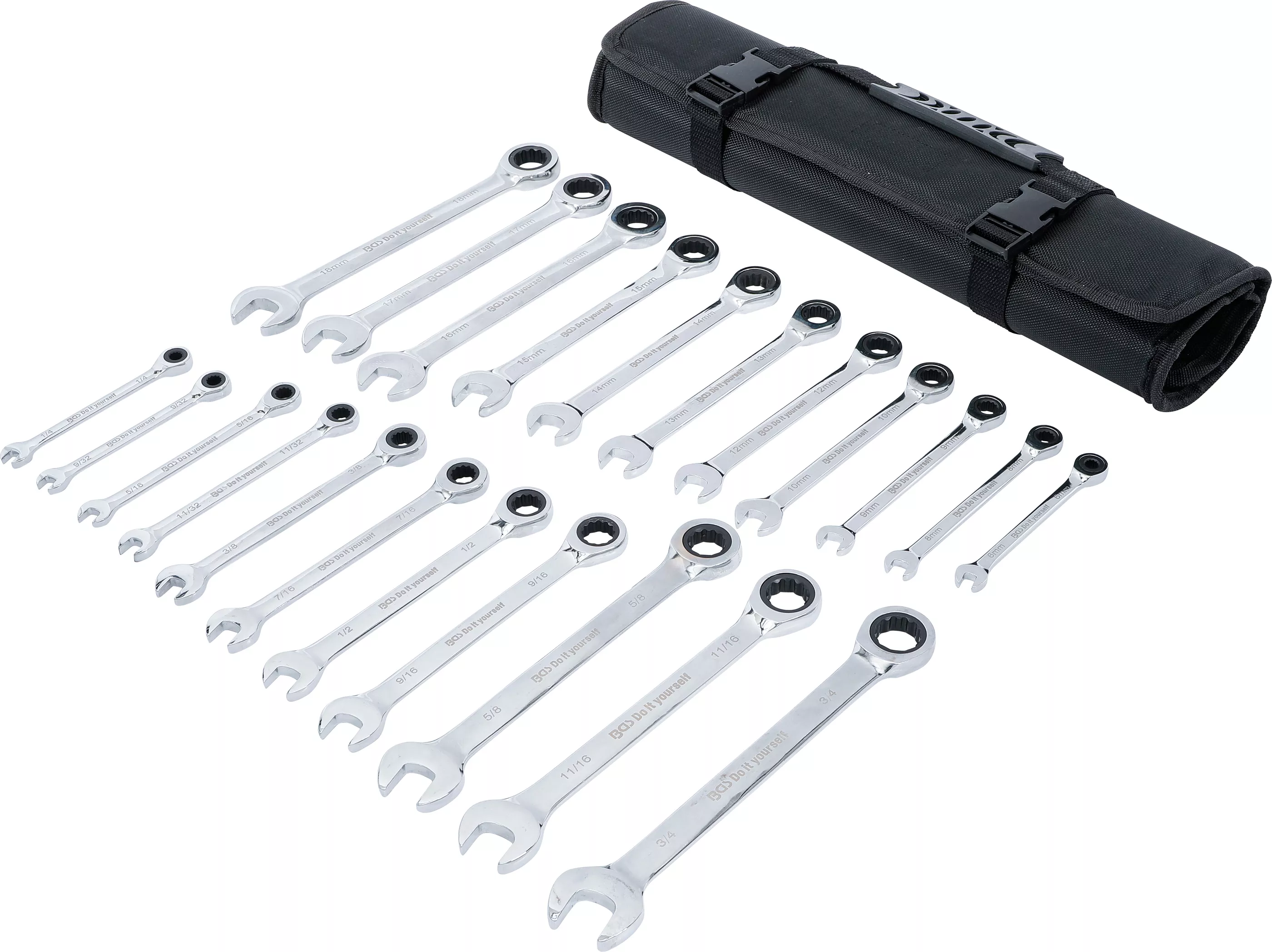 Set chei combinate cu clichet | Marimi metric + toli | 22 piese [3]