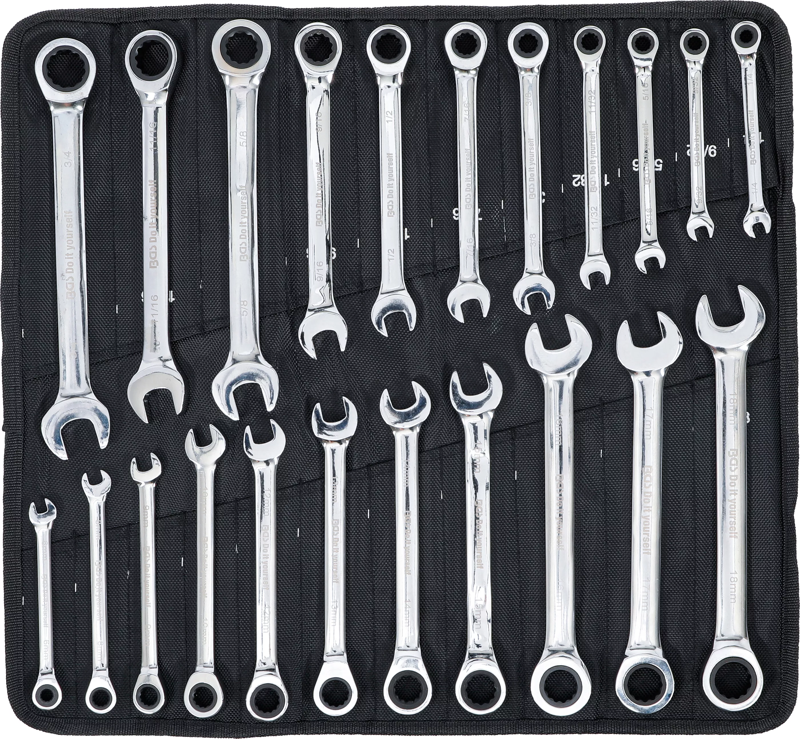 Set chei combinate cu clichet | Marimi metric + toli | 22 piese [1]