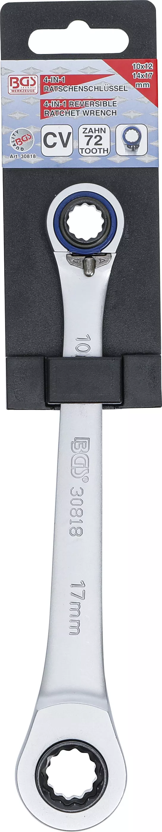 Cheie inelara cu clichet "4 in 1" | 10 x 12, 14 x 17 mm [6]