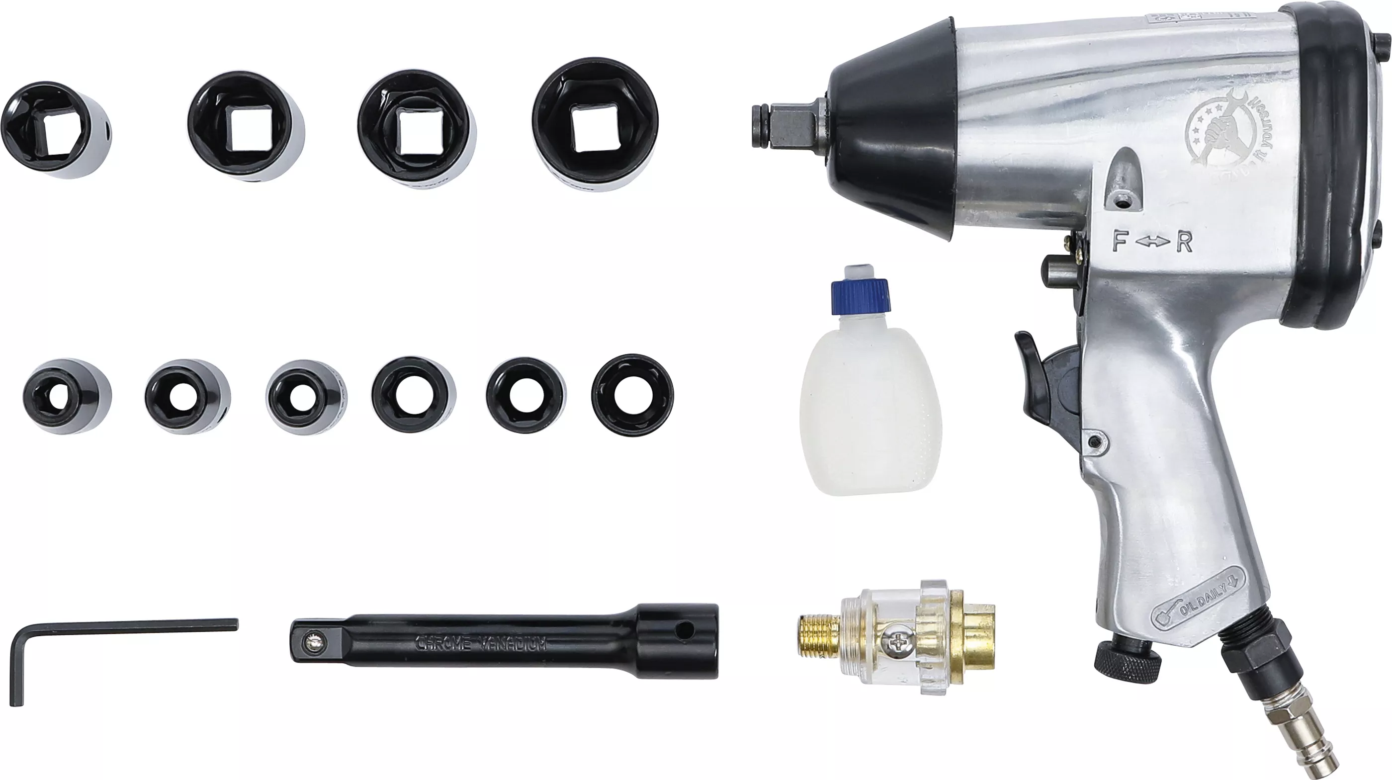 Masina de insurubat pneumatica cu impact cu set chei | 12,5 mm (1/2") | 312 Nm | 16 piese [8]